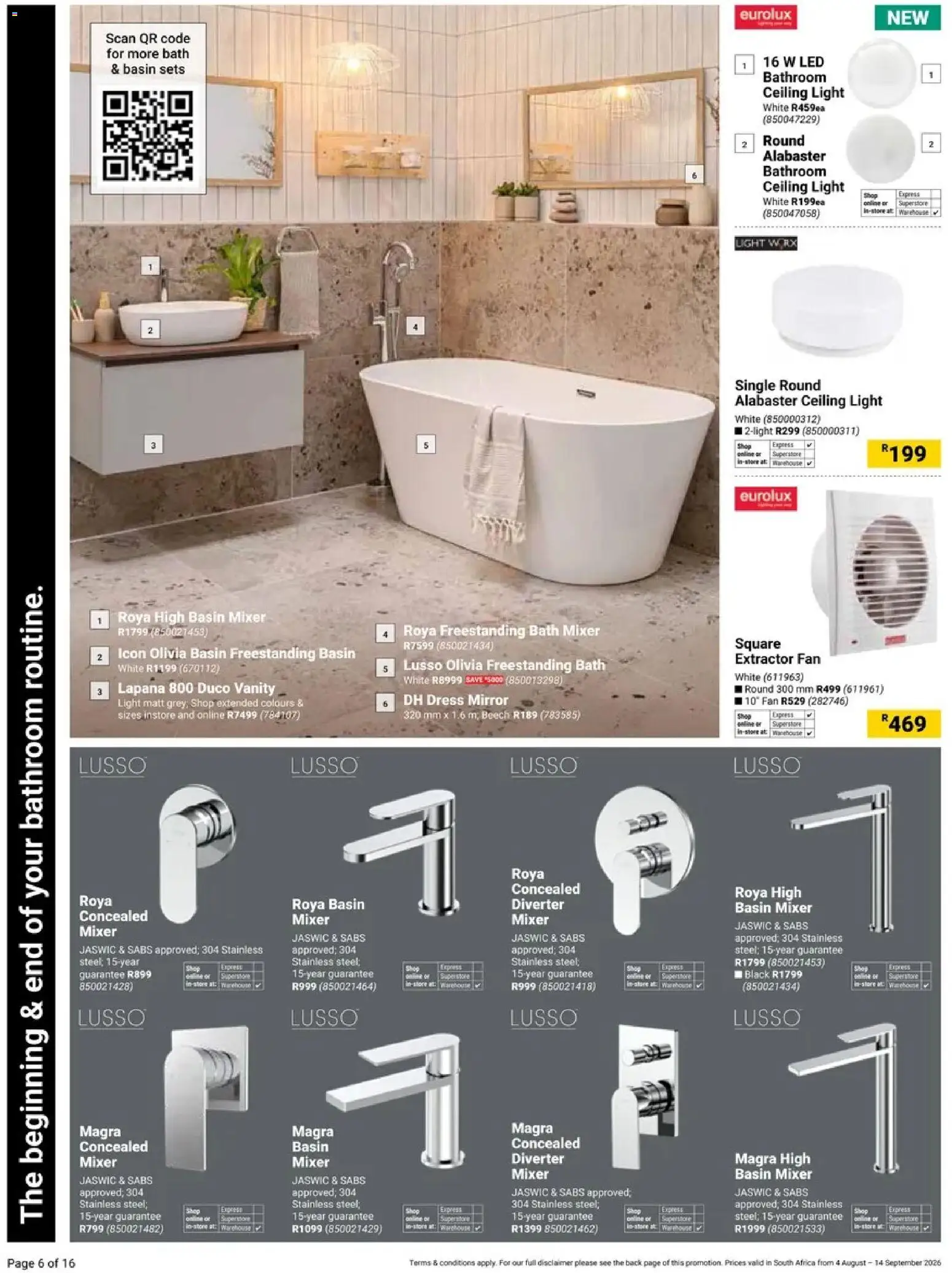 New Builders catalogue – valid from 04/08/2026 | Page: 6 | Products: Fan, Mixer, Mirror, Basin