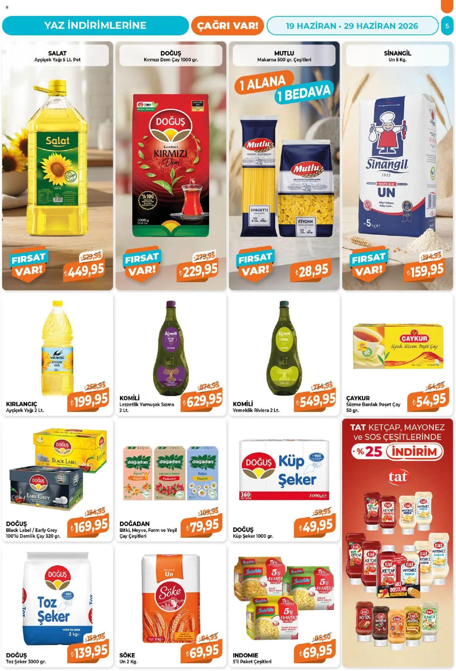 Çağrı Market Katalog - 19.06.2026 tarihinden itibaren geçerlidir | Sayfa: 5 | Ürünler: Bardak poşet çay, Sos, Küp şeker, Demlik