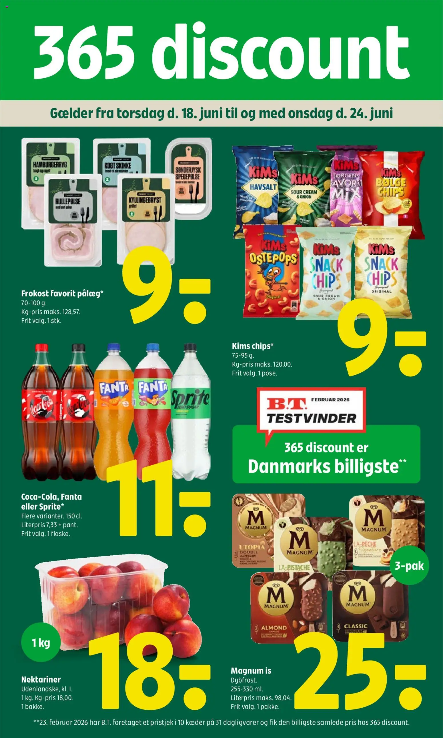 Coop 365 tilbudsavis – gyldig fra 18.06.2026 | Side: 1 | Produkter: Coca Cola, Spegepølse, Is, Nektariner