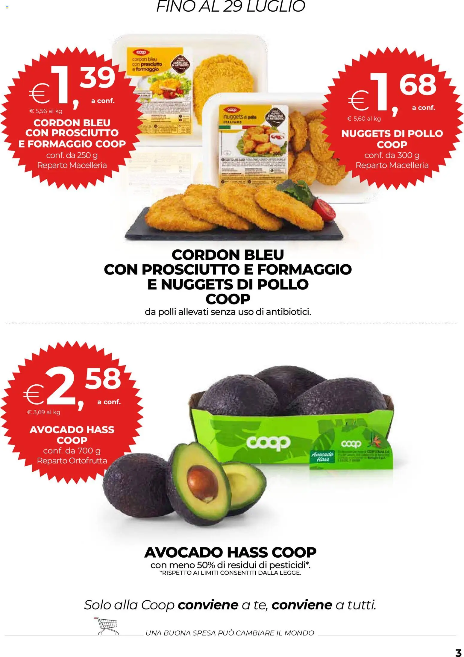 Volantino COOP del 23/07/2026 | Pagina: 3 | Prodotti: Pollo, Nuggets, Formaggio, Prosciutto