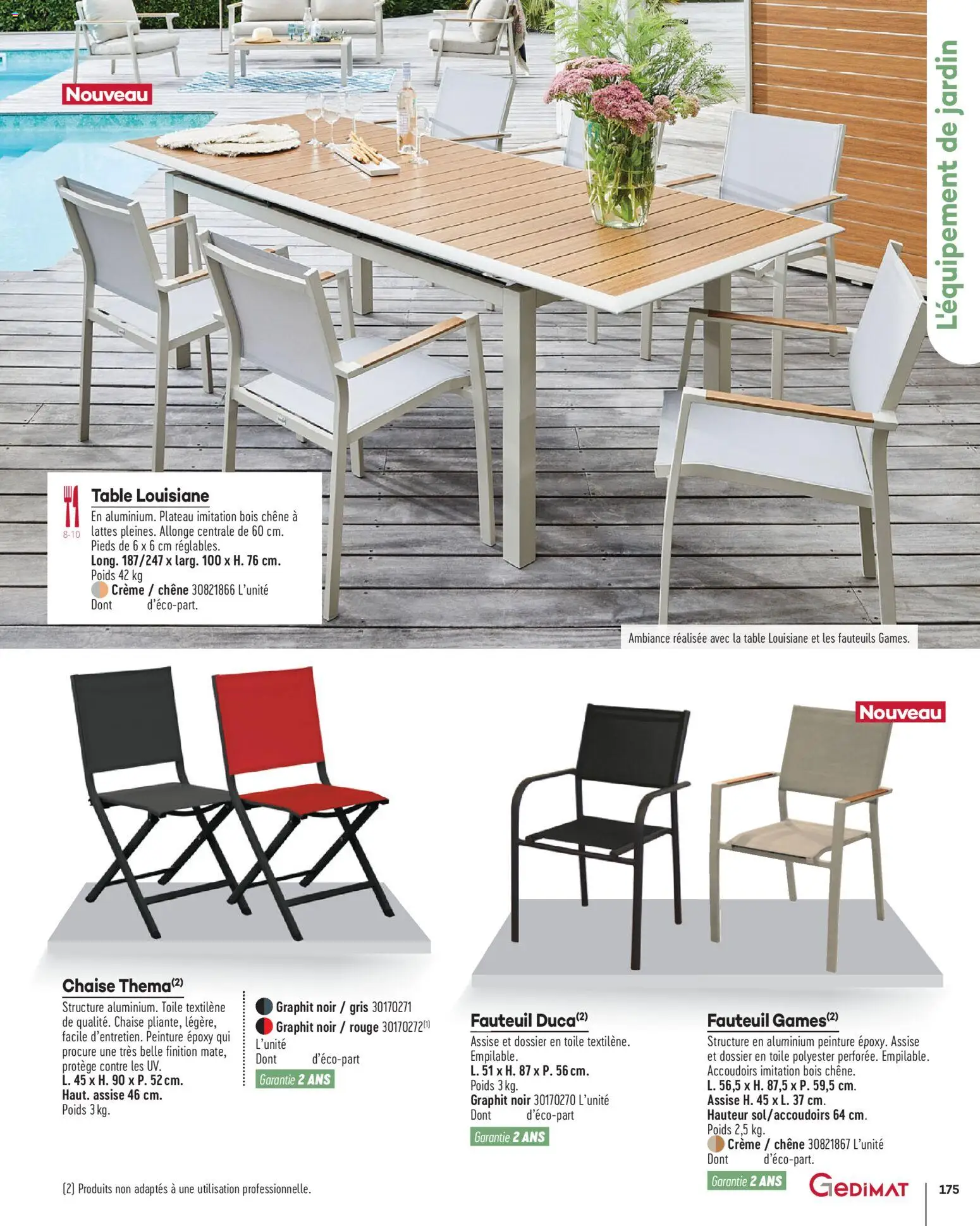{H1} | Page: 175 | Produits: Plateau, Poids, Fauteuil, Table