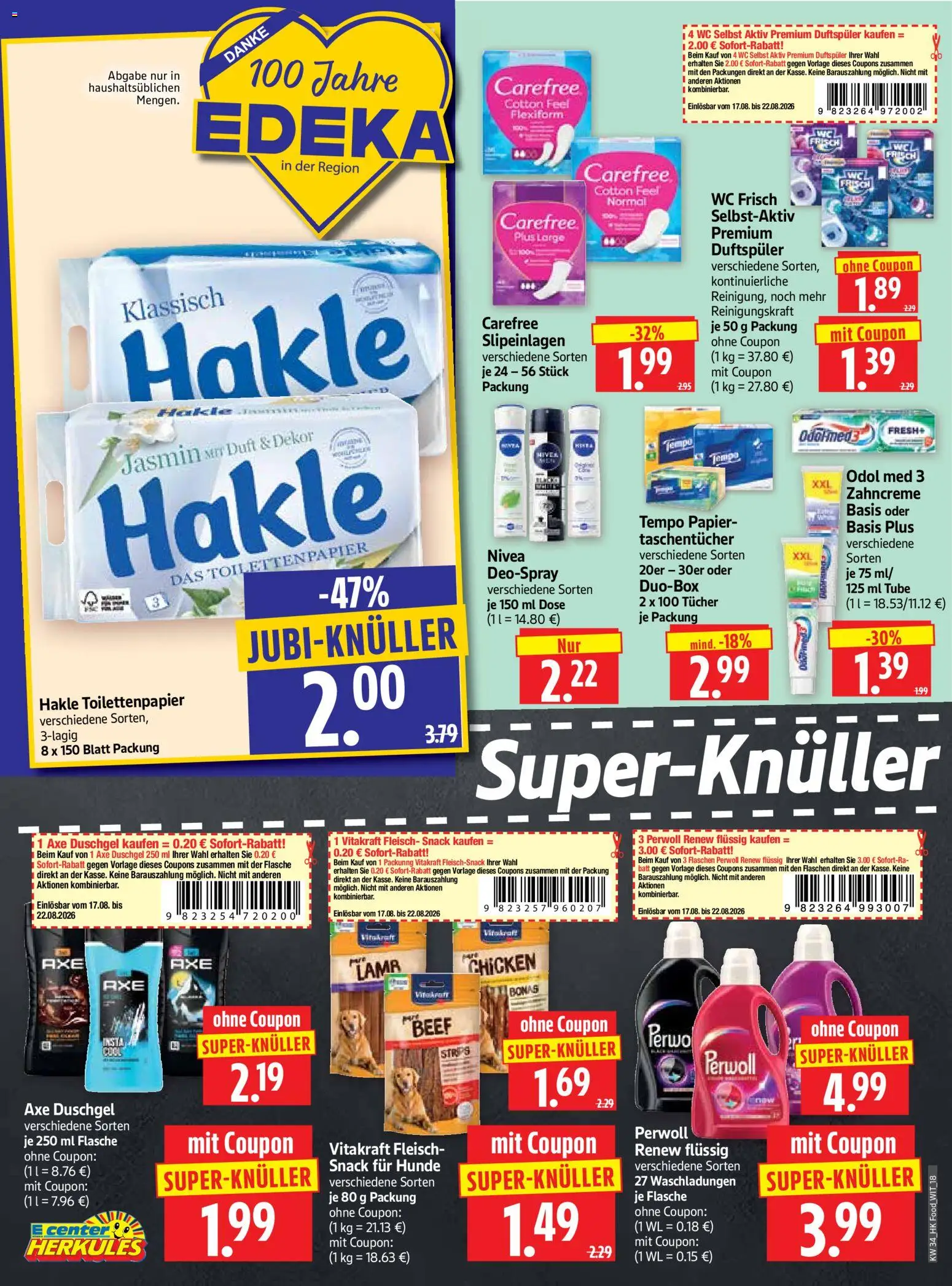 HERKULES Prospekt – gültig ab 17.08.2026 | Seite: 18 | Produkte: Duft, Perwoll, Duschgel, Tempo