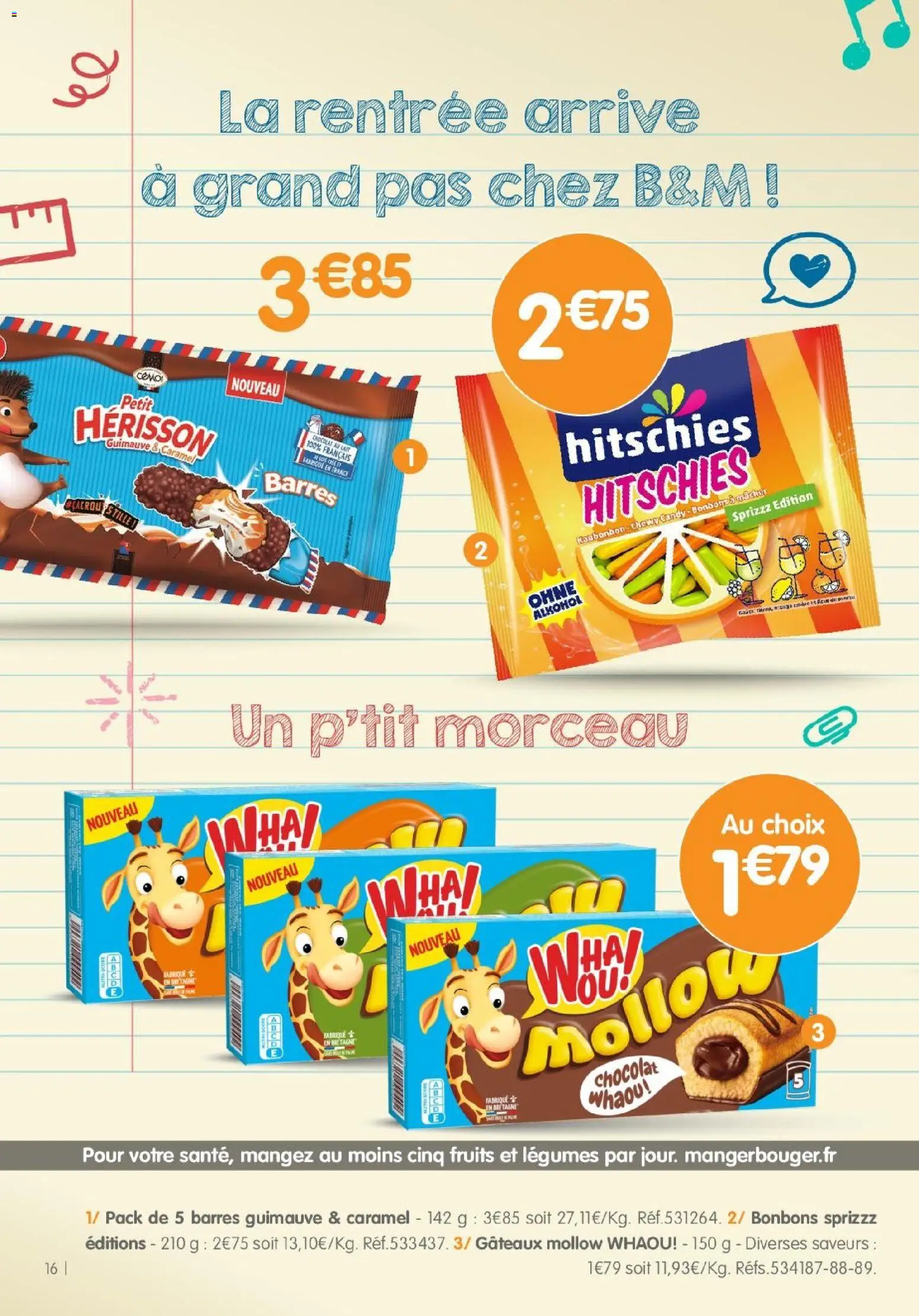 {H1} | Page: 16 | Produits: Fruits, Lait, Bonbons, Chocolat au lait