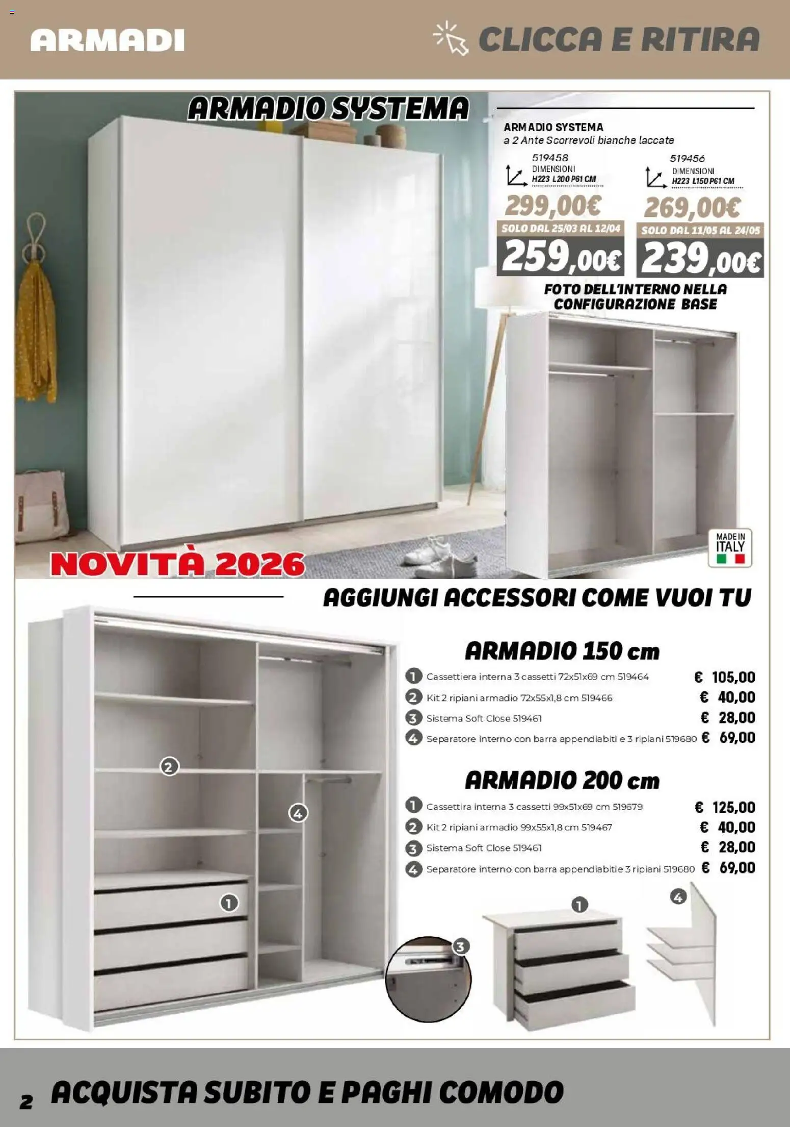 Volantino Orizzonte del 16.01.2026 | Pagina: 2 | Prodotti: Armadio, Cassettiera, Appendiabiti