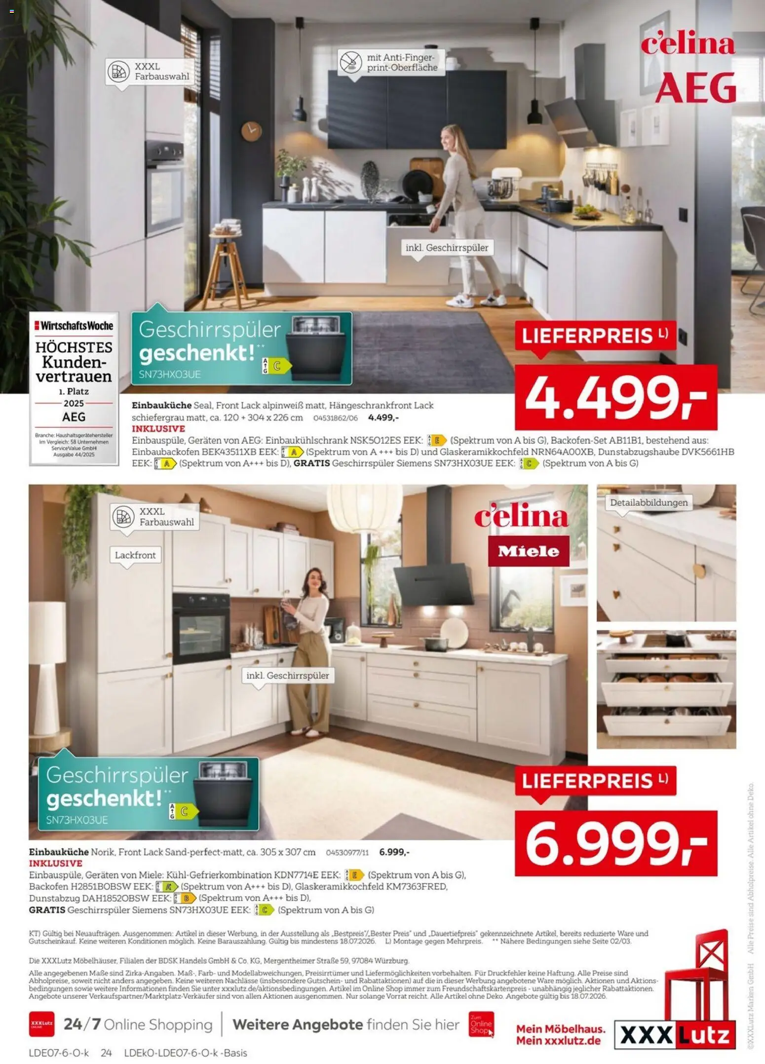 XXXLutz Nr. 1 bei Küchen – gültig ab 04.07.2026 | Seite: 24 | Produkte: Miele, Geschirrspüler, Einbauküche, Dunstabzug