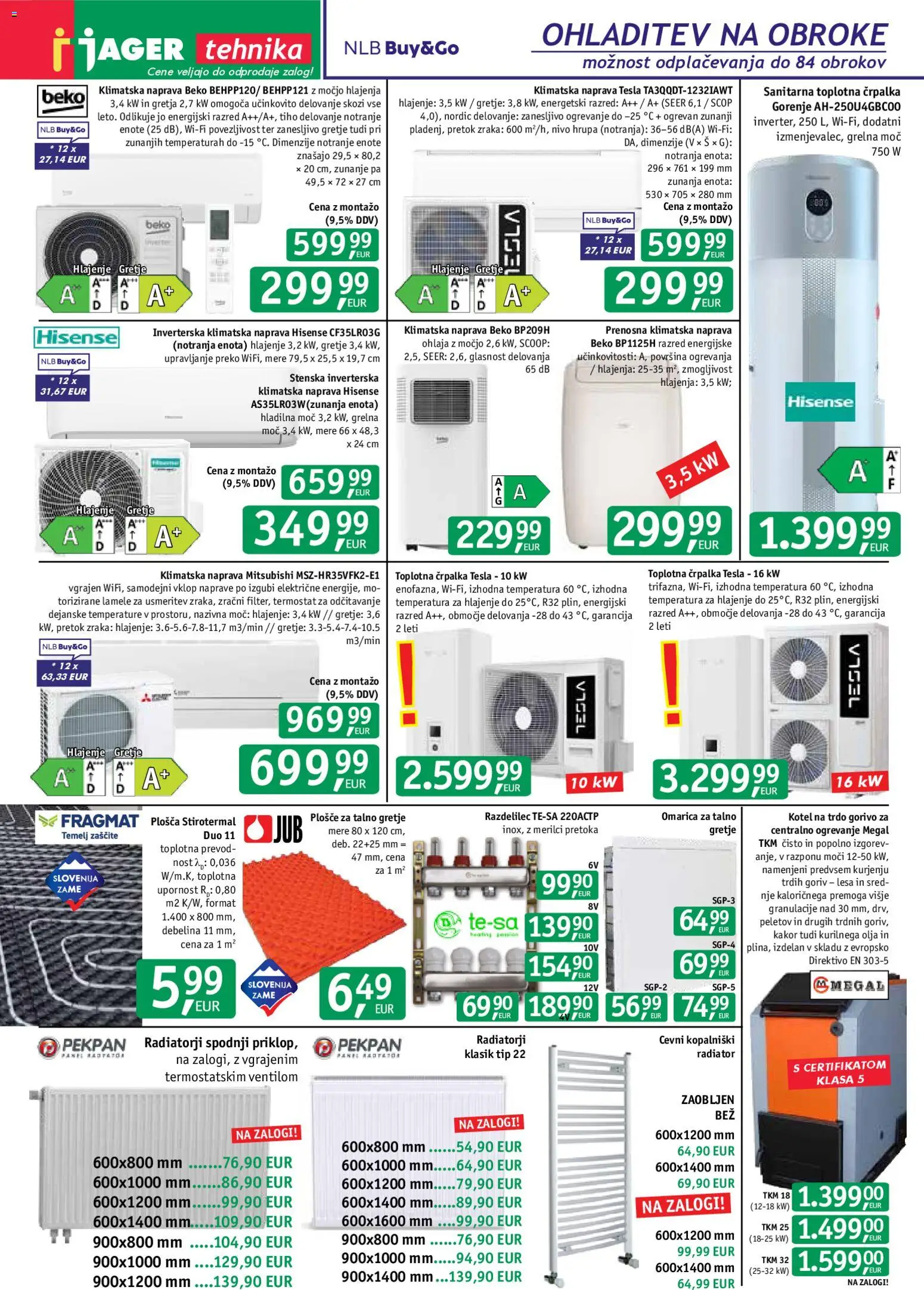 Novi Jager katalog ponudbe – veljaven od 01.07.2026 | Stran: 1 | Izdelki: Radiator, Črpalka, Termostat, Prenosna klimatska naprava