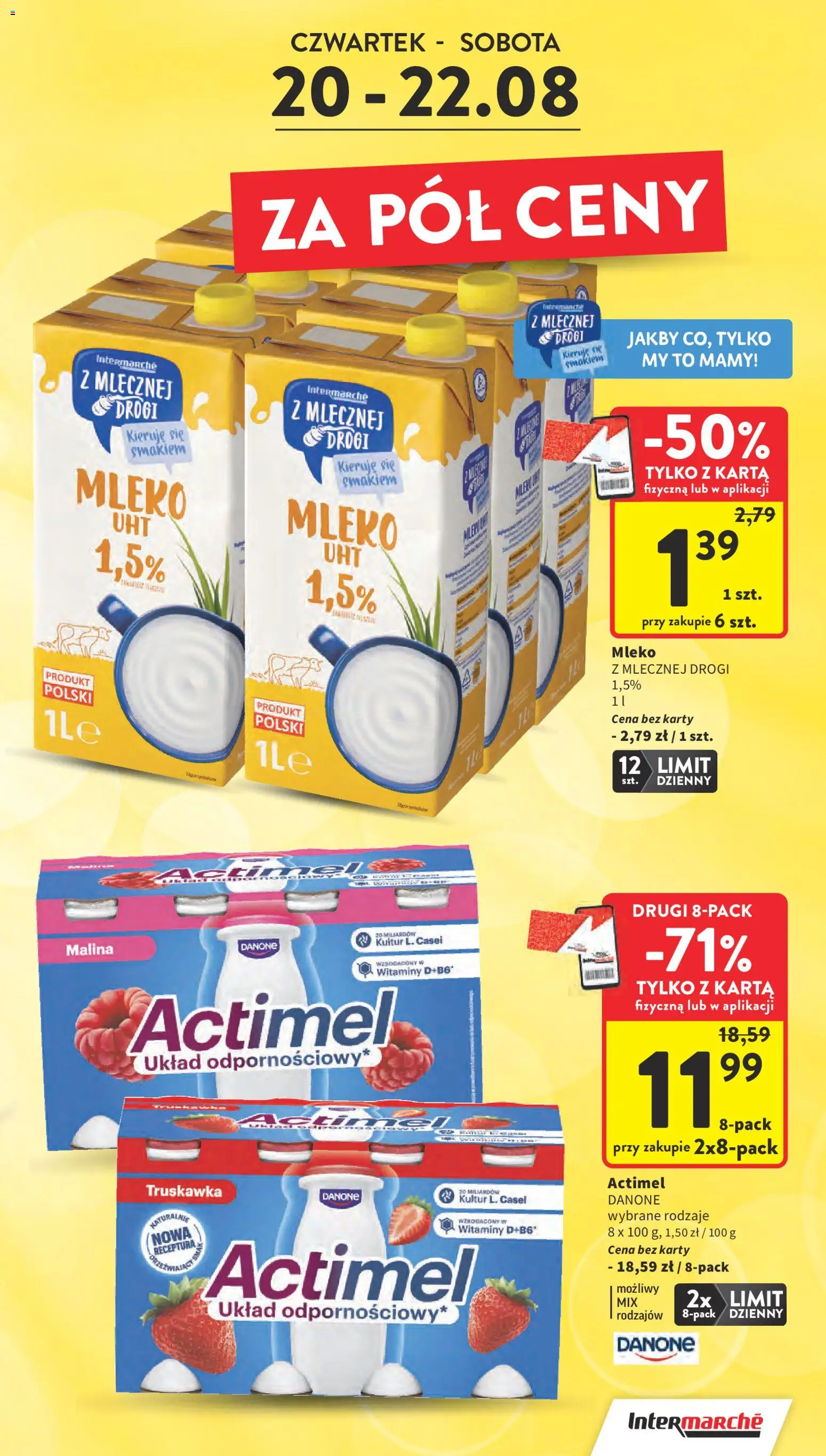 Intermarche gazetka od 20.08.2026 | Strona: 3 | Produkty: Karta, Malina, Actimel, Mleko