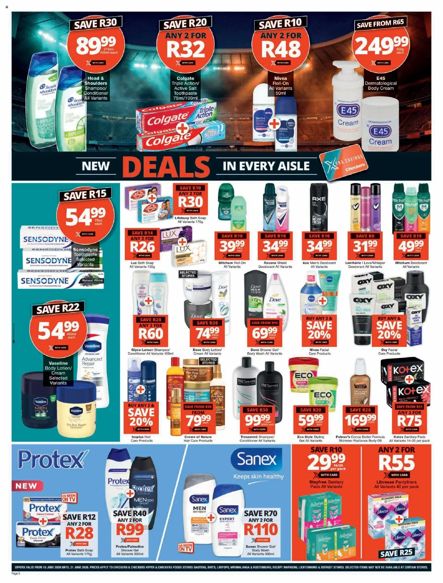 New Checkers catalogue – valid from 15.06.2026 | Page: 8 | Products: Butter, Oil, Deodorant, Toothpaste