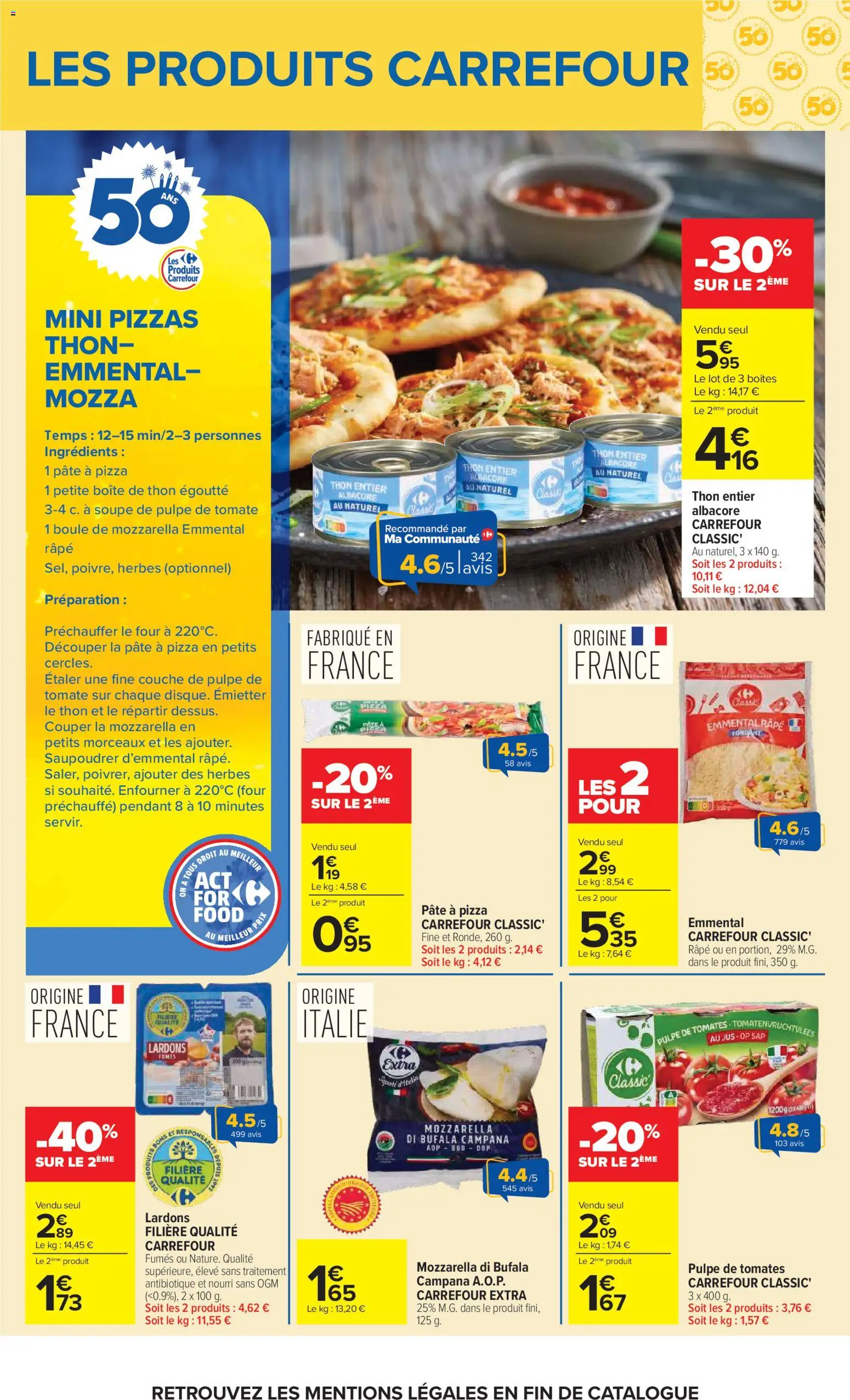{H1} | Page: 49 | Produits: Four, Emmental, Pâte à pizza, Jus