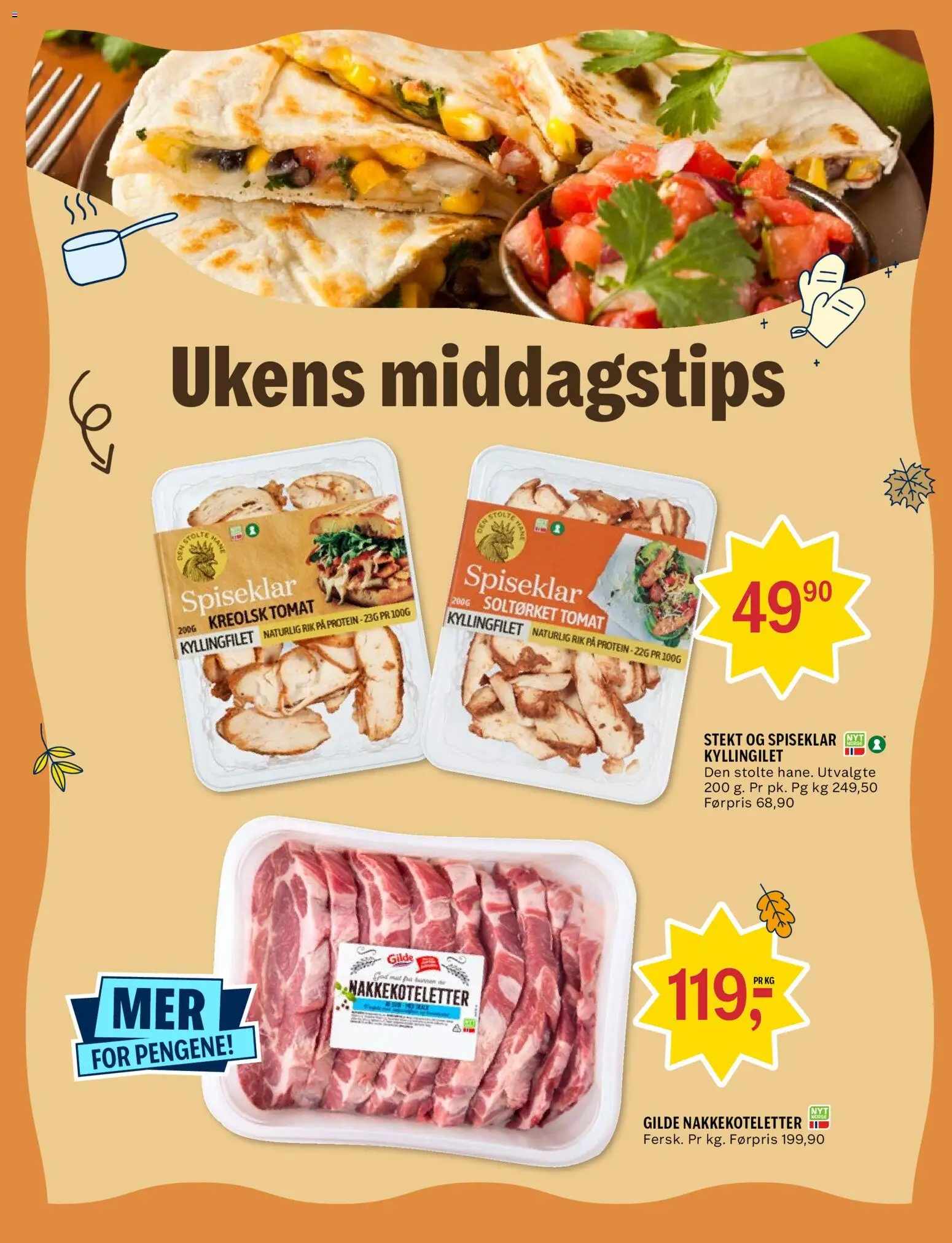 {H1} | Side: 2 | Produkter: Nakkekoteletter, Kyllingfilet, Tomat, Protein
