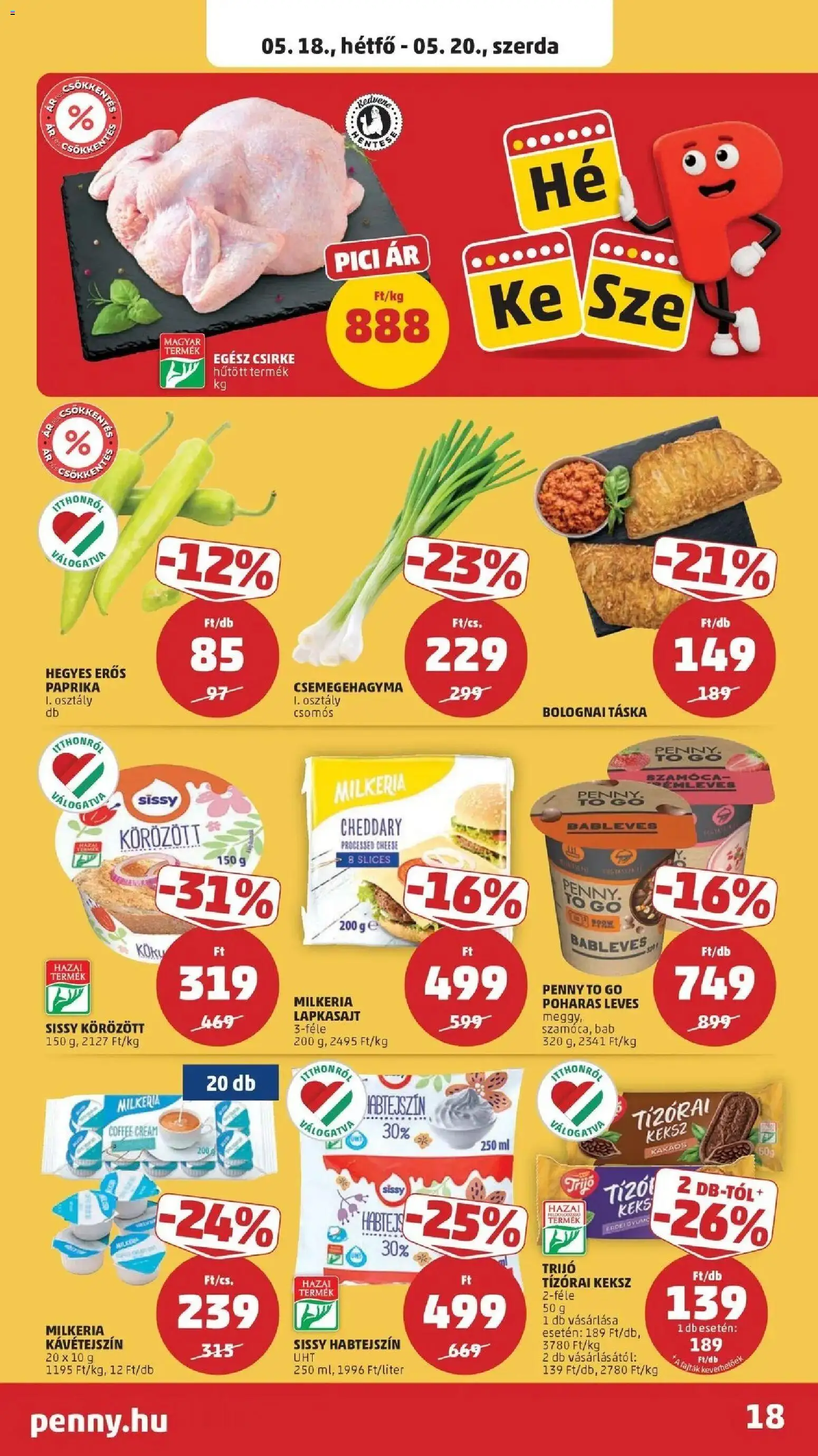 PENNY akciós ujság - amely érvényes a következő dátumtól: 14.05.2026 | Oldal: 18 | Termékek: Chili, Habtejszín, Lapkasajt, Körözött