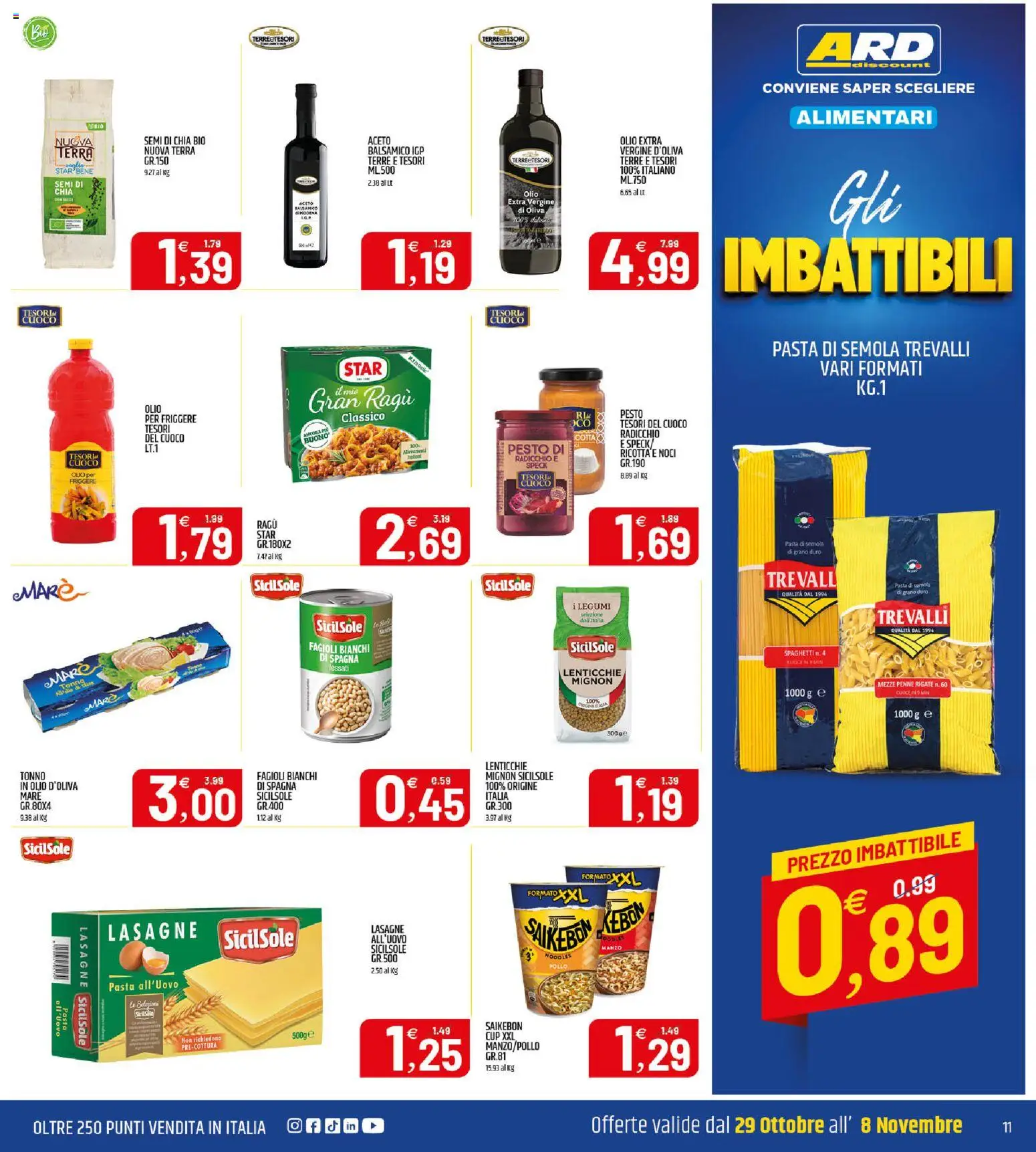 Volantino ARD Discount del 25/10/2026 | Pagina: 11 | Prodotti: Fagioli, Ragú, Penne, Spaghetti