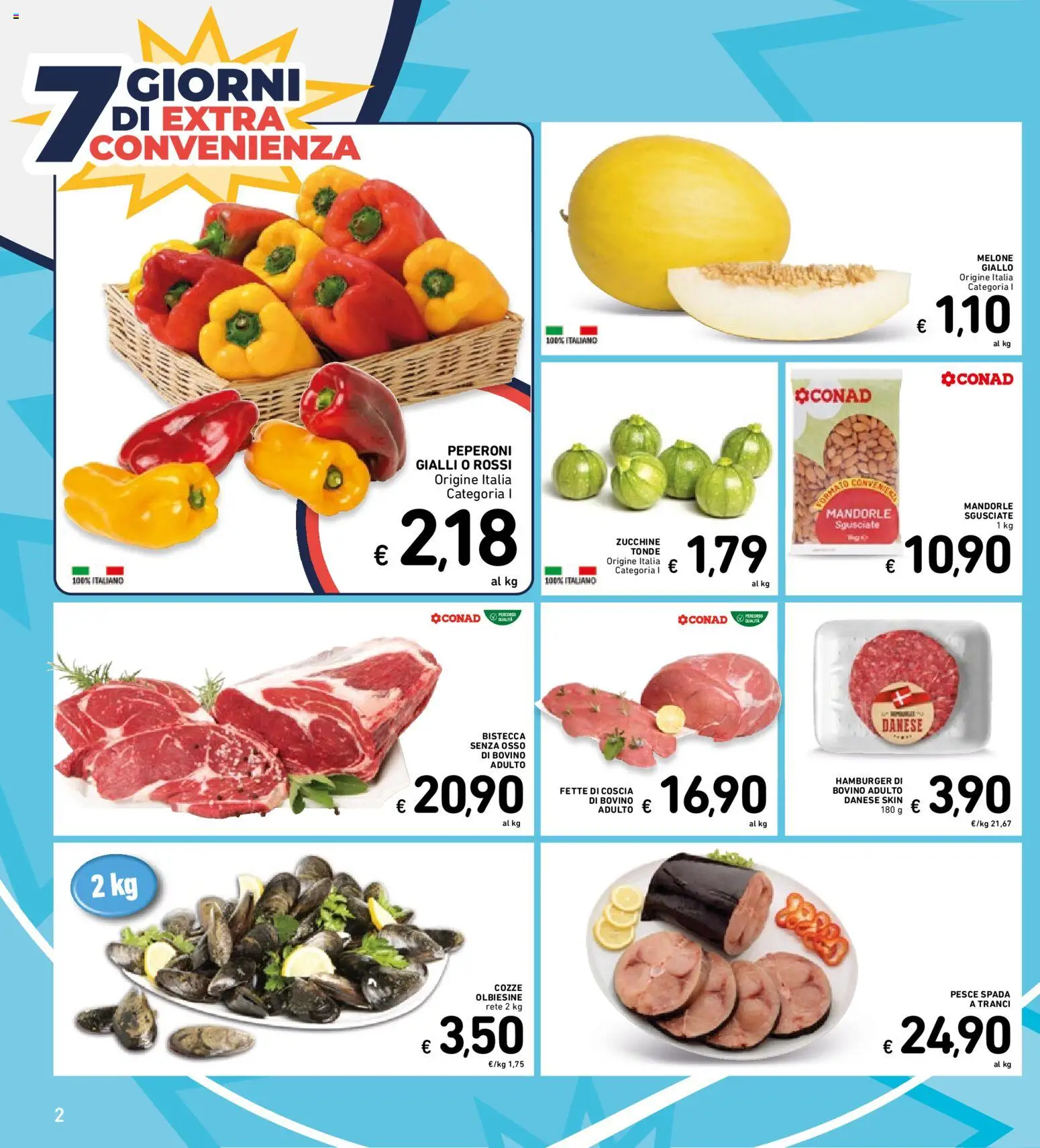 Volantino Spazio Conad del 16.06.2026 | Pagina: 37 | Prodotti: Peperoni, Melone, Pesce spada, Hamburger