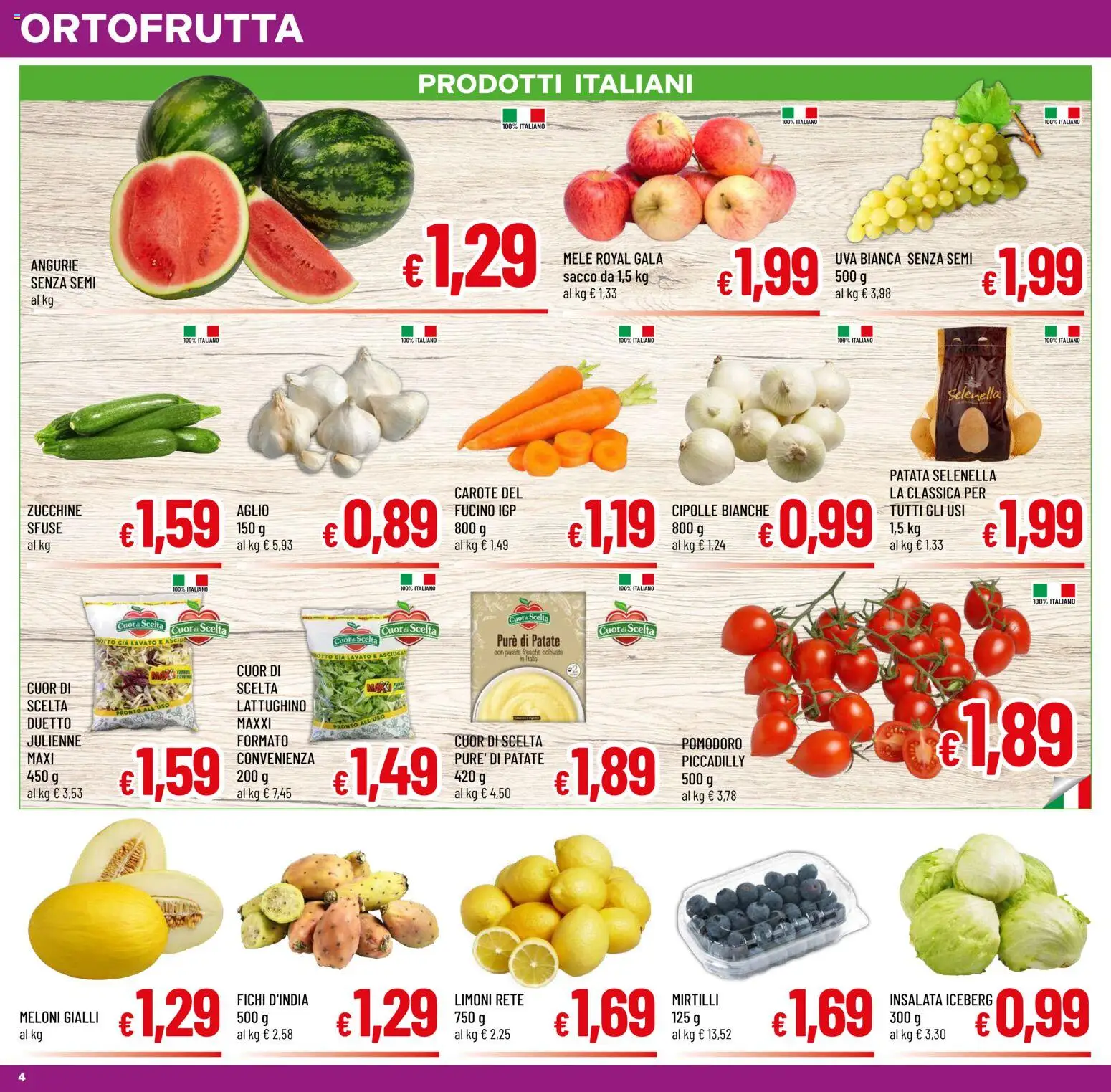 Volantino A&O del 19/08/2026 | Pagina: 4 | Prodotti: Insalata, Carote, Limoni, Zucchine