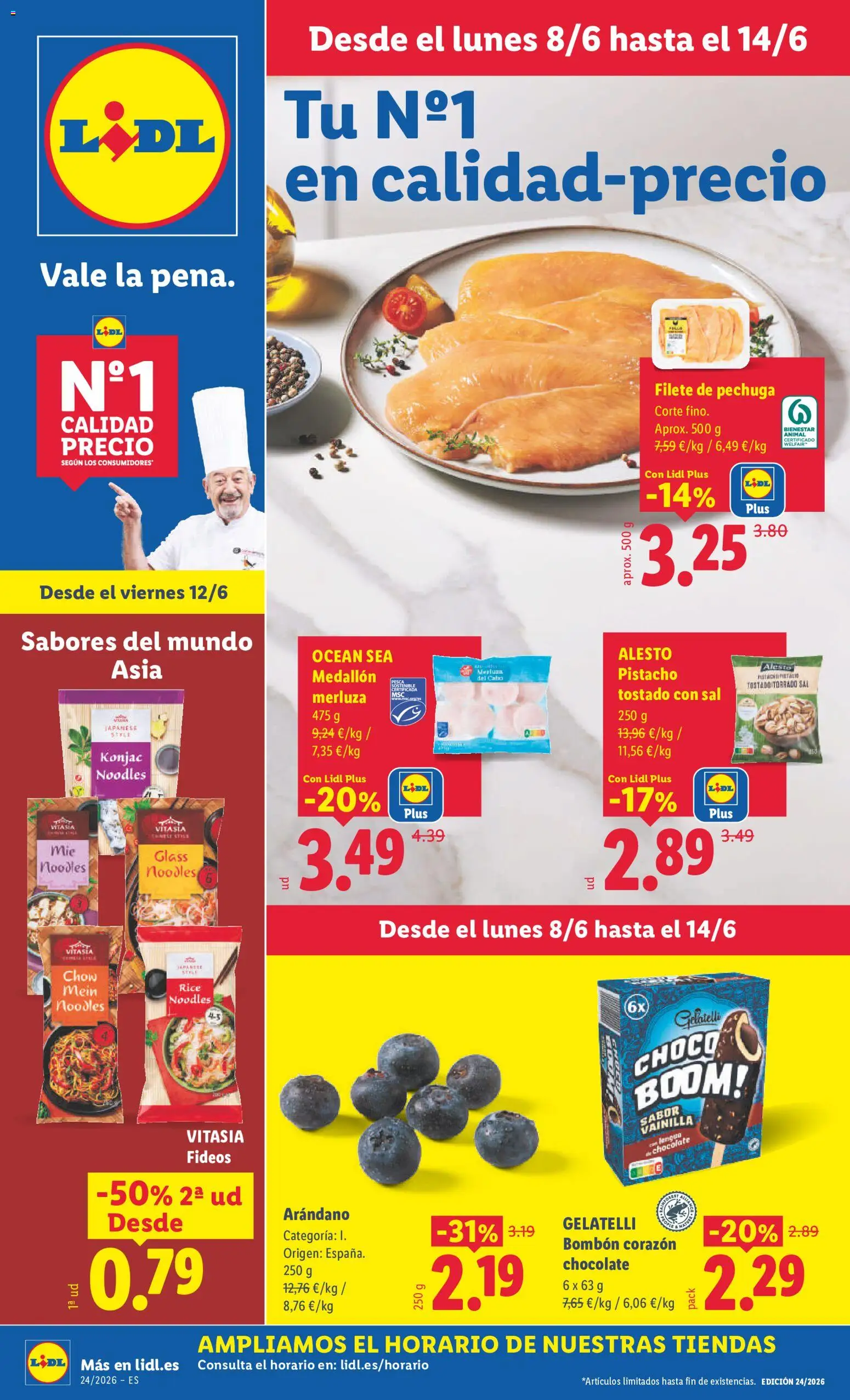 Lidl folleto Baleares │ válido desde el 08.06.2026 | Página: 1 | Productos: Ron, Chocolate, Bolsa, Filete