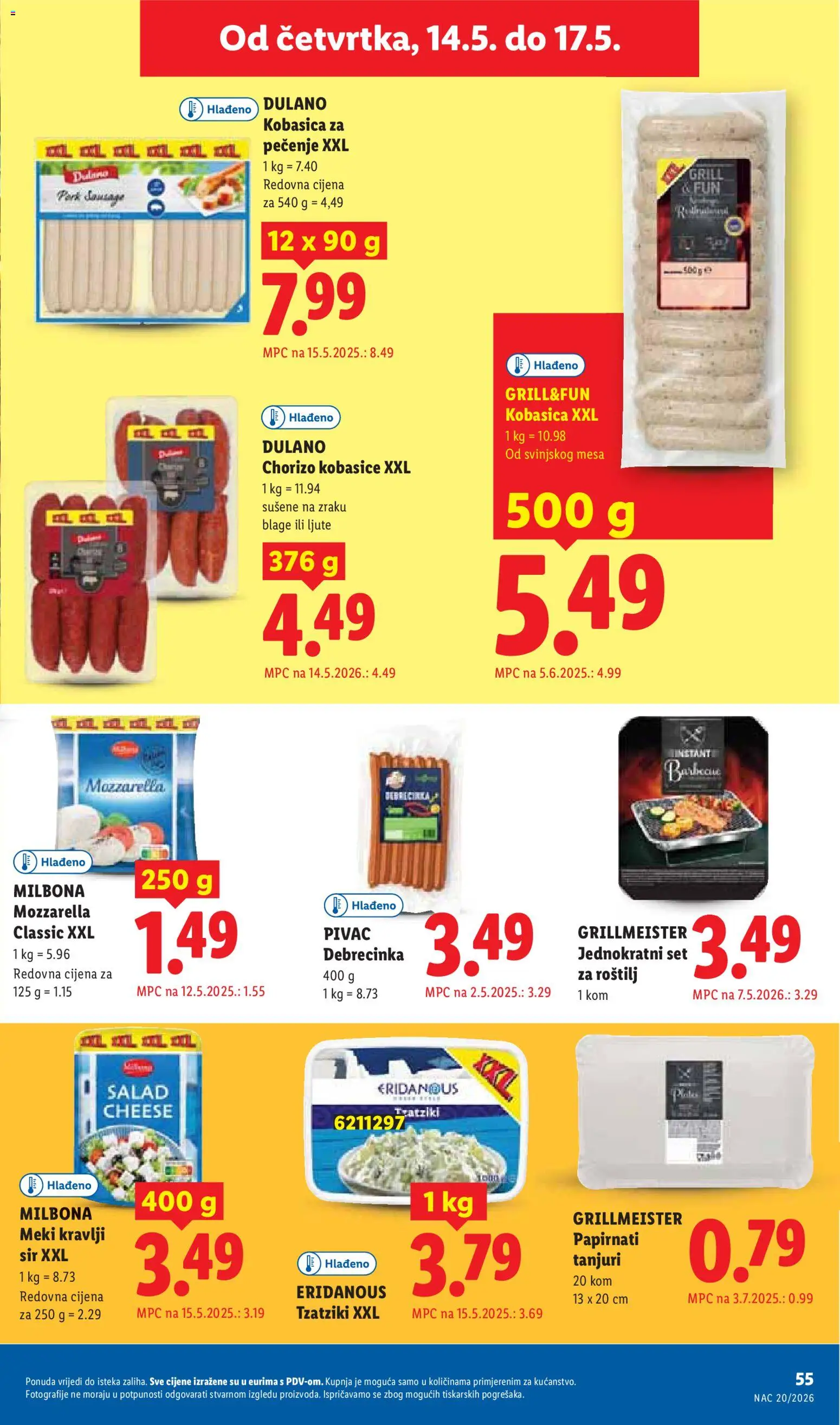 Lidl katalog | vrijedi od 11.05.2026 | Stranica: 55 | Proizvodi: Roštilj, Mozzarella, Sir, Kobasica