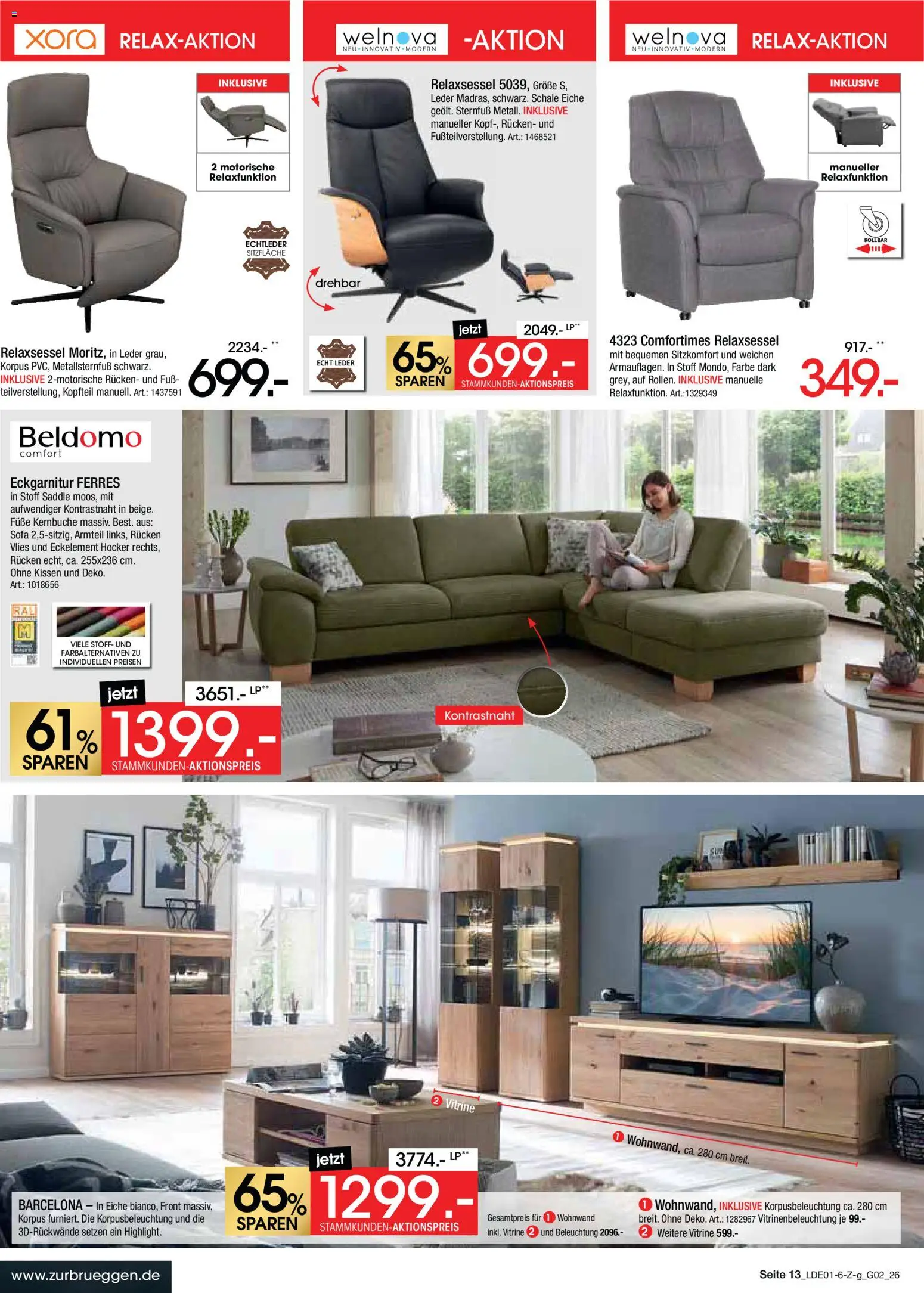 Zurbrüggen Große Marken-Sensation – gültig ab 31.01.2026 | Seite: 13 | Produkte: Hocker, Relaxsessel, Wohnwand, Kissen