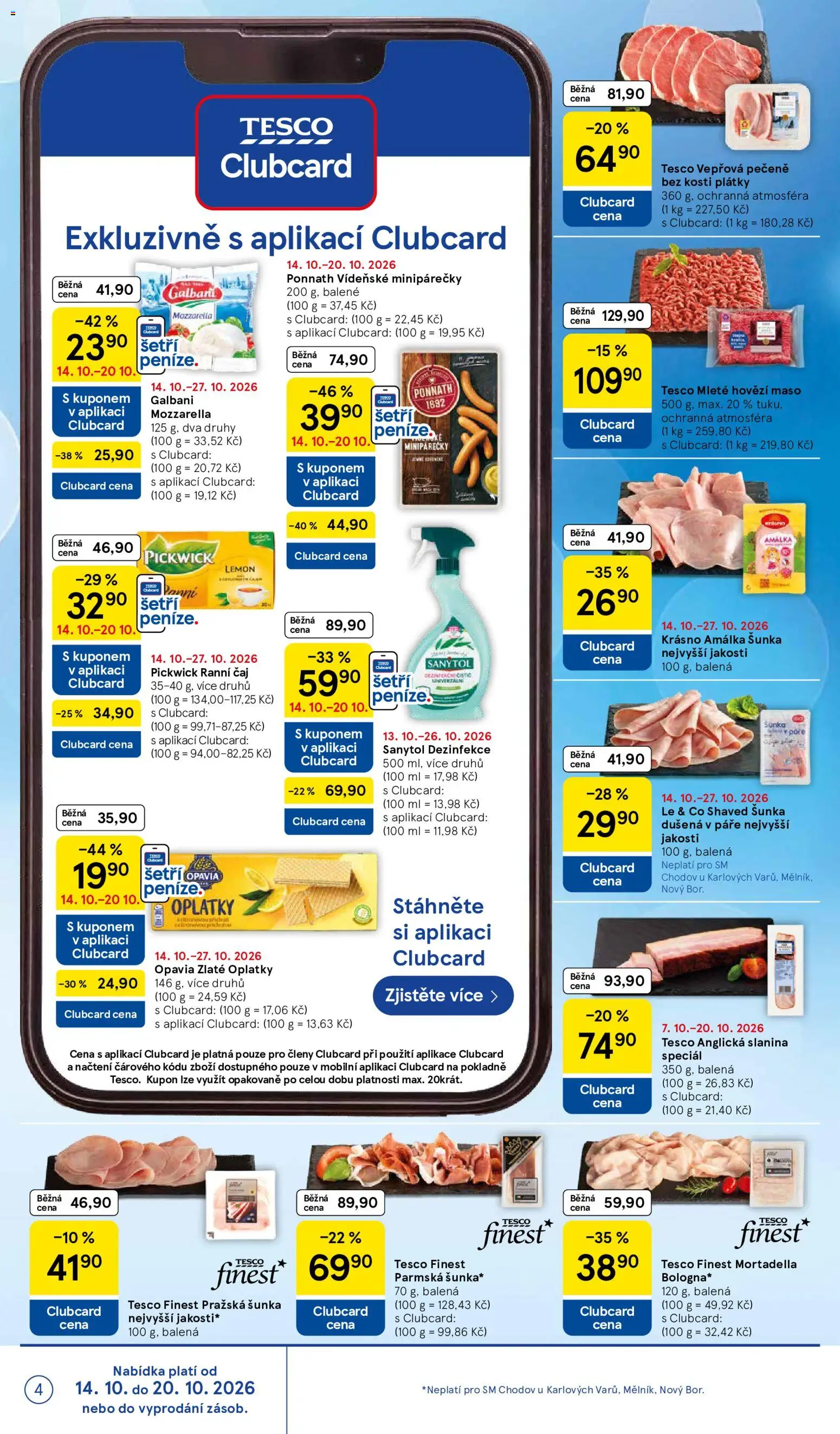 Tesco leták - Supermarket od 14.10.2026 | Strana: 4 | Produkty: Hovězí, Šunka, Pražská šunka, Mortadella