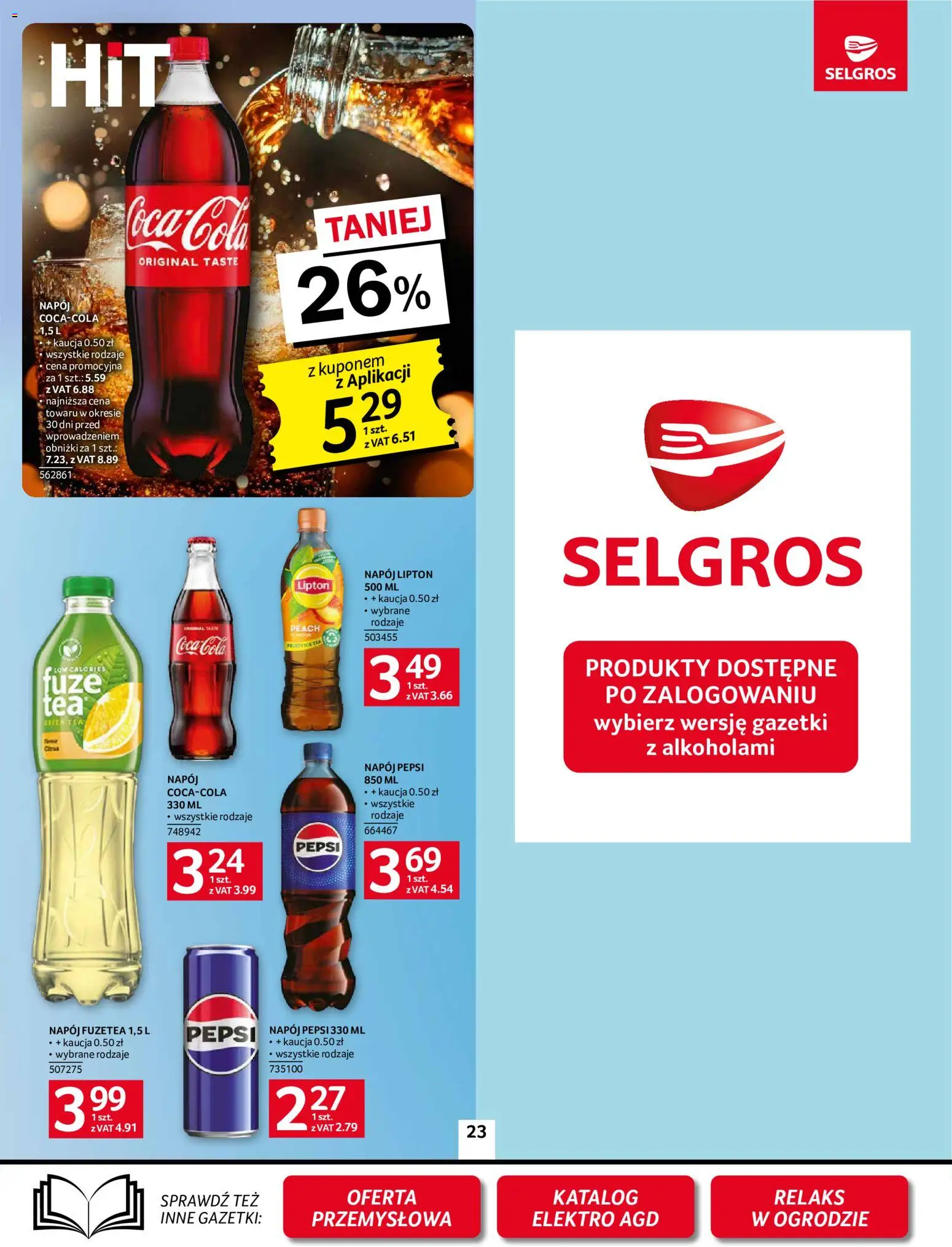 Selgros cash&carry gazetka od 07.05.2026 | Strona: 23 | Produkty: Pepsi, Coca cola