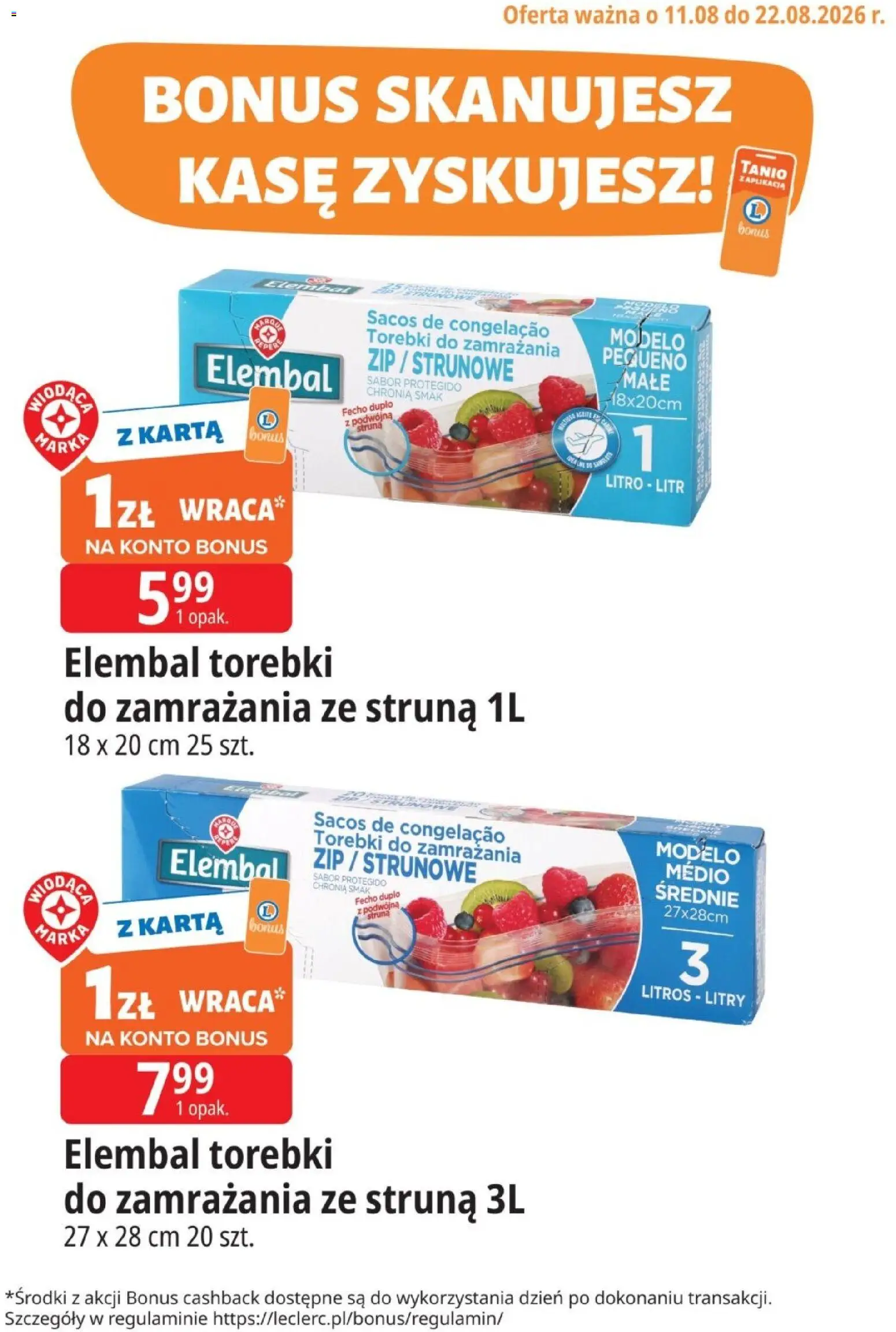E.Leclerc gazetka - Kupuj Tanio Z Bonus od 11.08.2026 | Strona: 6 | Produkty: Karta, Torebki, Duplo
