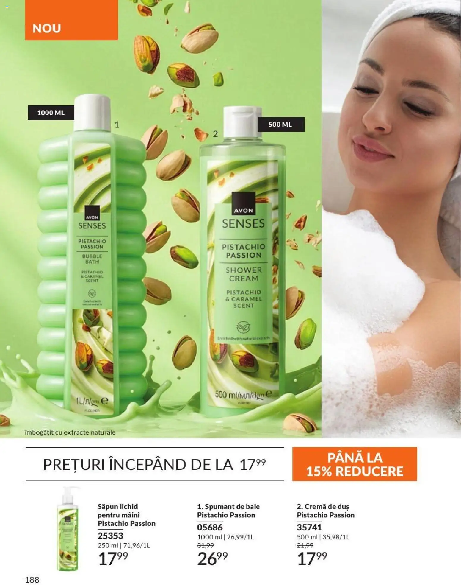 Noul catalog Avon – valabil de la 01.09.2026 | Pagină: 188 | Produse: Duș, Cremă, Săpun, Spumant de baie