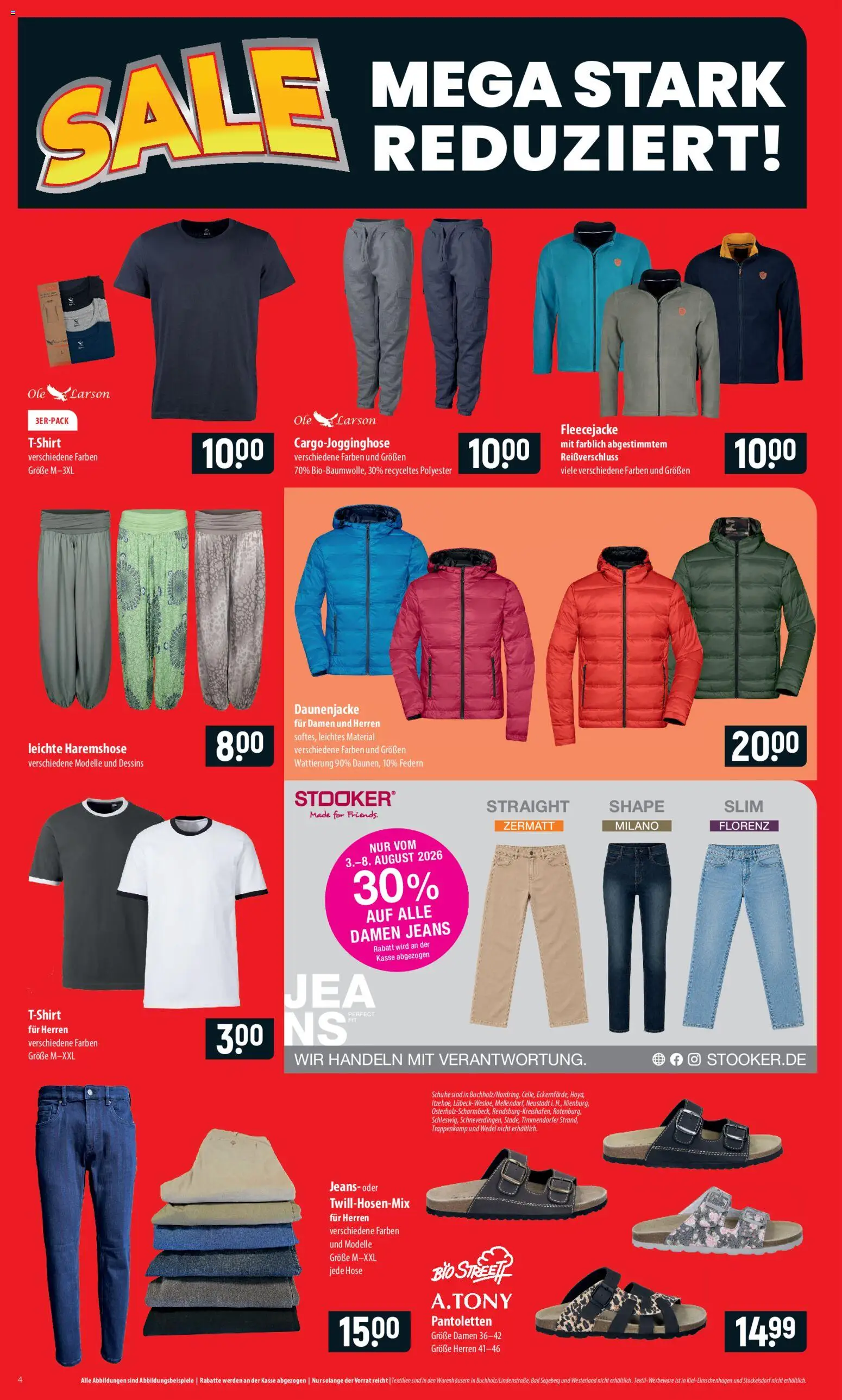 Famila Sale – gültig ab 03.08.2026 | Seite: 4 | Produkte: Daunenjacke, Bad, Hose, Jeans