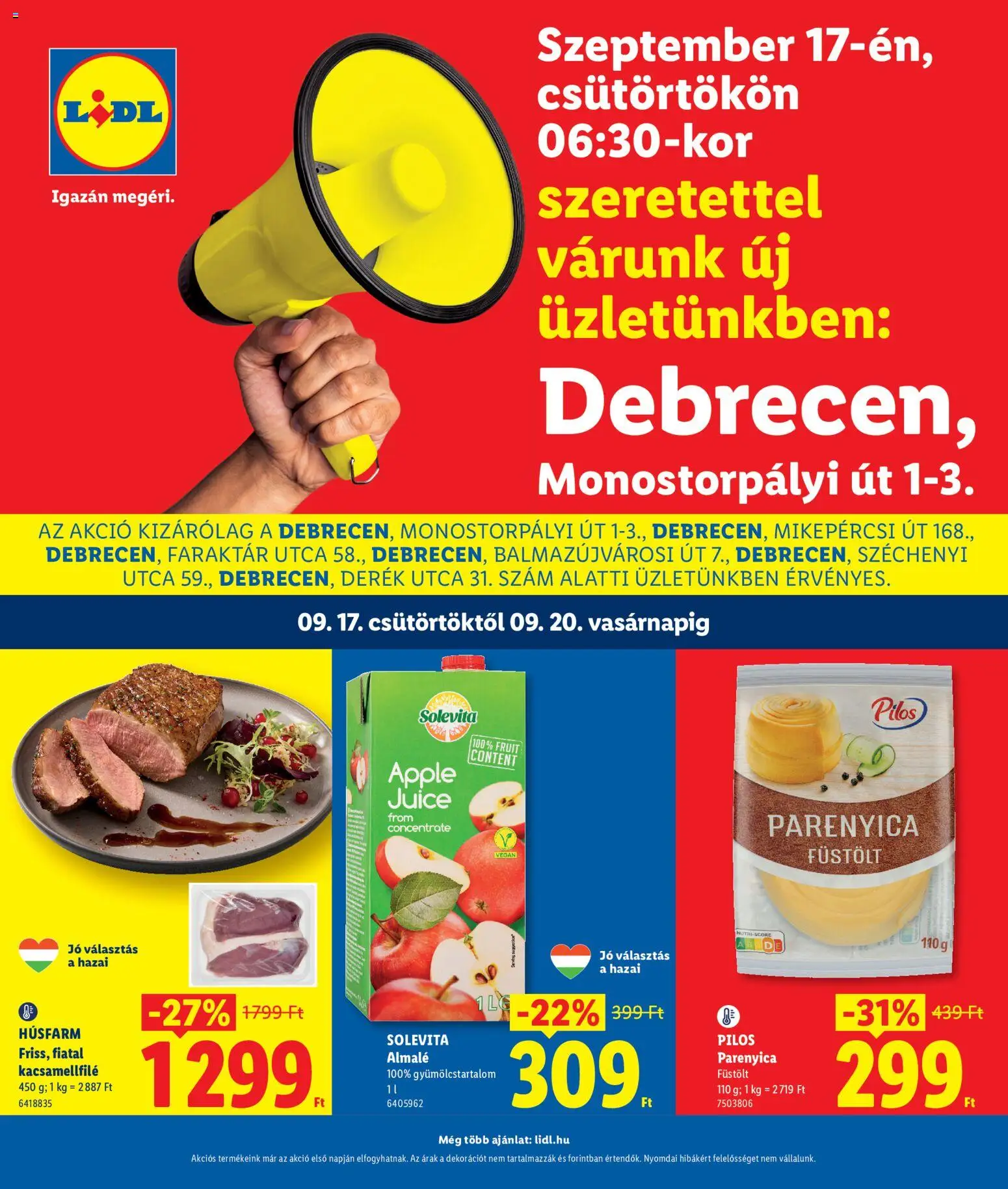 Lidl akciós ujság - amely érvényes a következő dátumtól: 2026.09.17. | Oldal: 1 | Termékek: Parenyica, Vegán, Almalé, Pilos