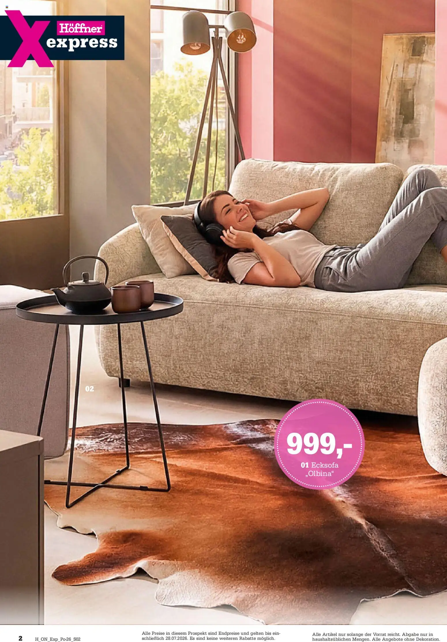 Höffner Prospekt Express spezial – gültig ab 15.07.2026 | Seite: 2 | Produkte: Ecksofa