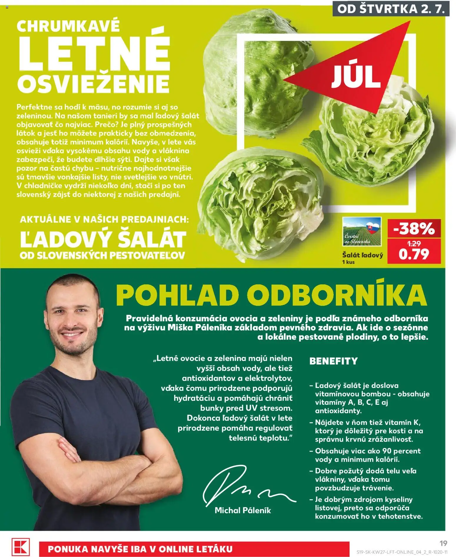 Nové Kaufland akcie – leták je platný od 02.07.2026 | Strana: 19 | Produkty: Šalát, Ovocie