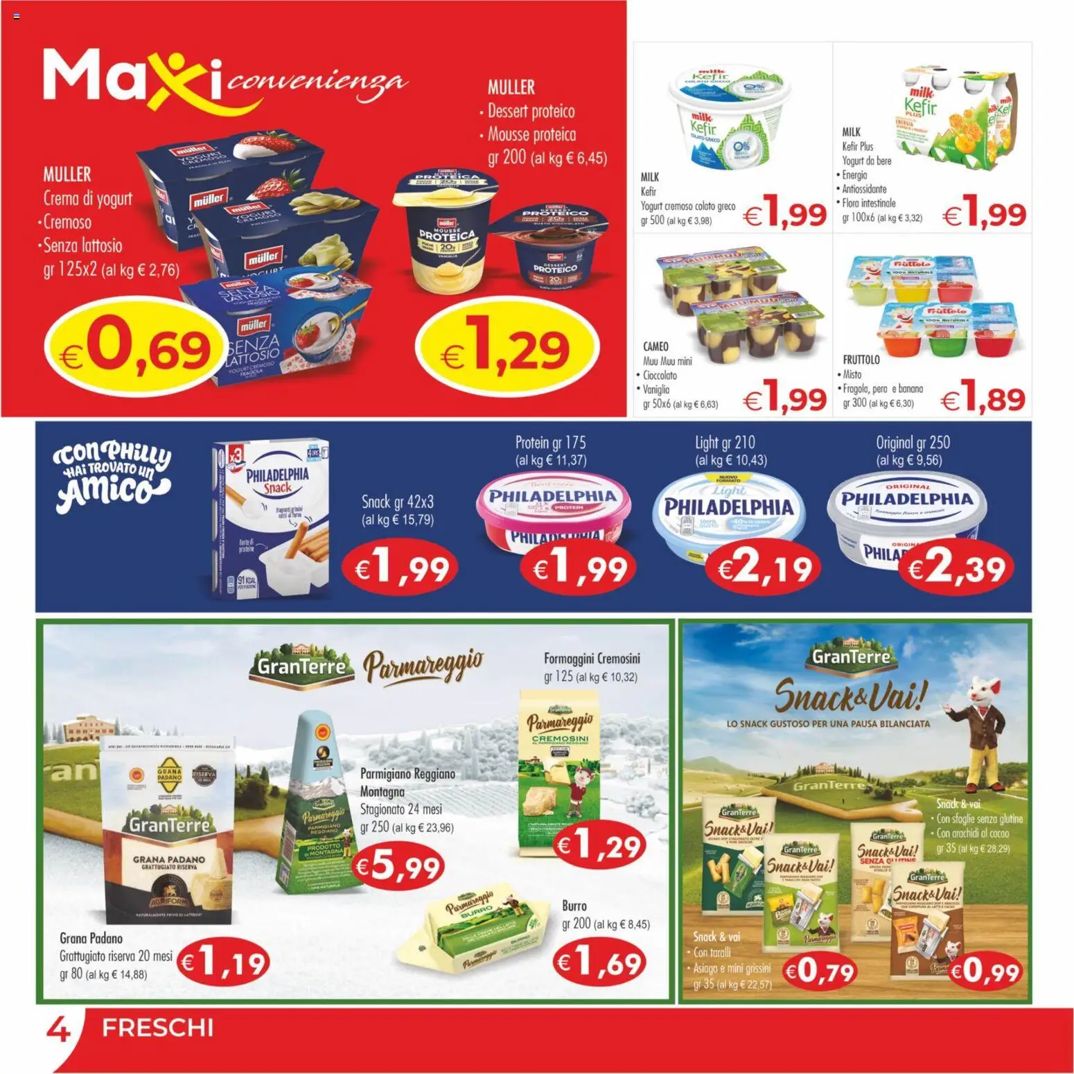 Volantino MerSi Supermercati del 06.05.2026 | Pagina: 4 | Prodotti: Burro, Arachidi, Cacao, Parmigiano