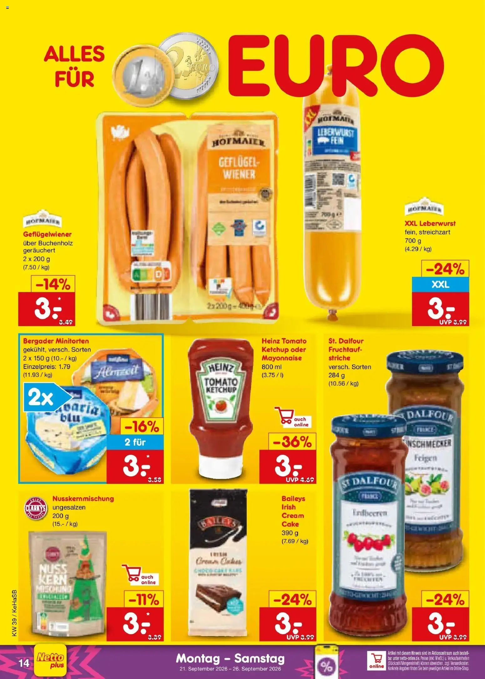 Netto Marken-Discount Prospekt Koblenz – gültig ab 21.09.2026 | Seite: 22 | Produkte: Mayonnaise, Baileys, Erdbeeren, Feigen