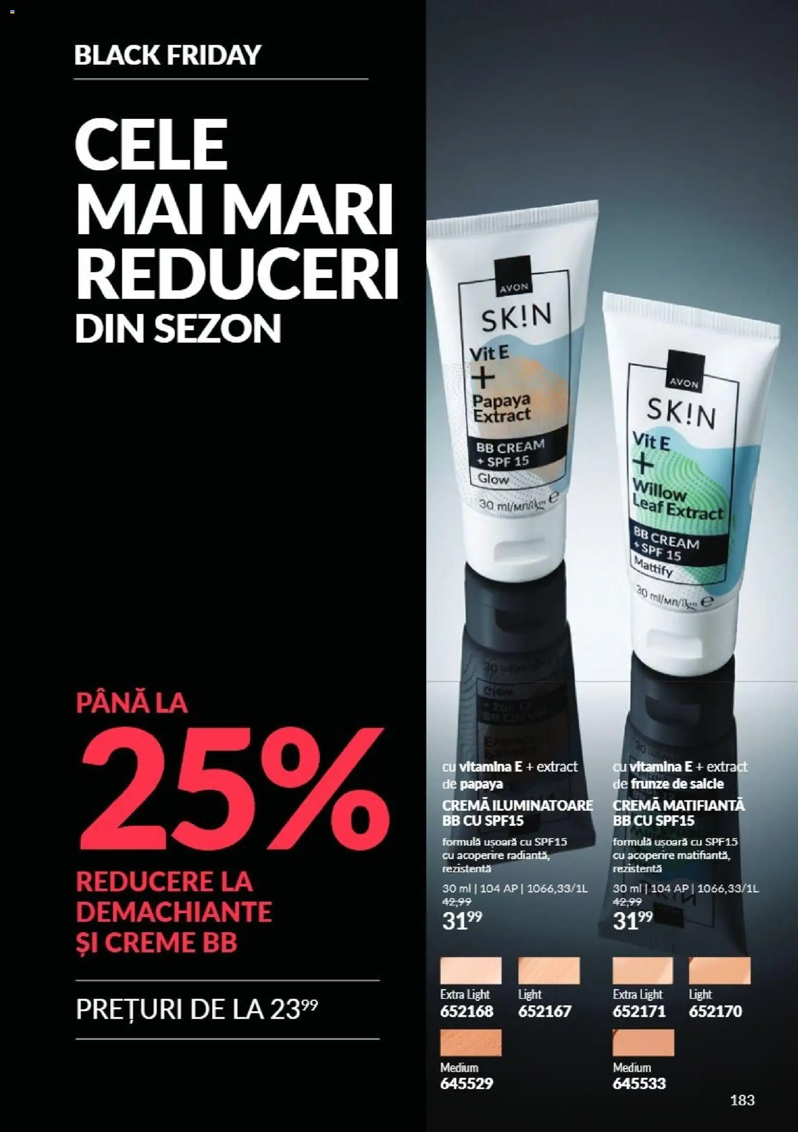 Noul catalog Avon – valabil de la 01.11.2026 | Pagină: 183 | Produse: Bb cream, Cremă, Papaya, Black
