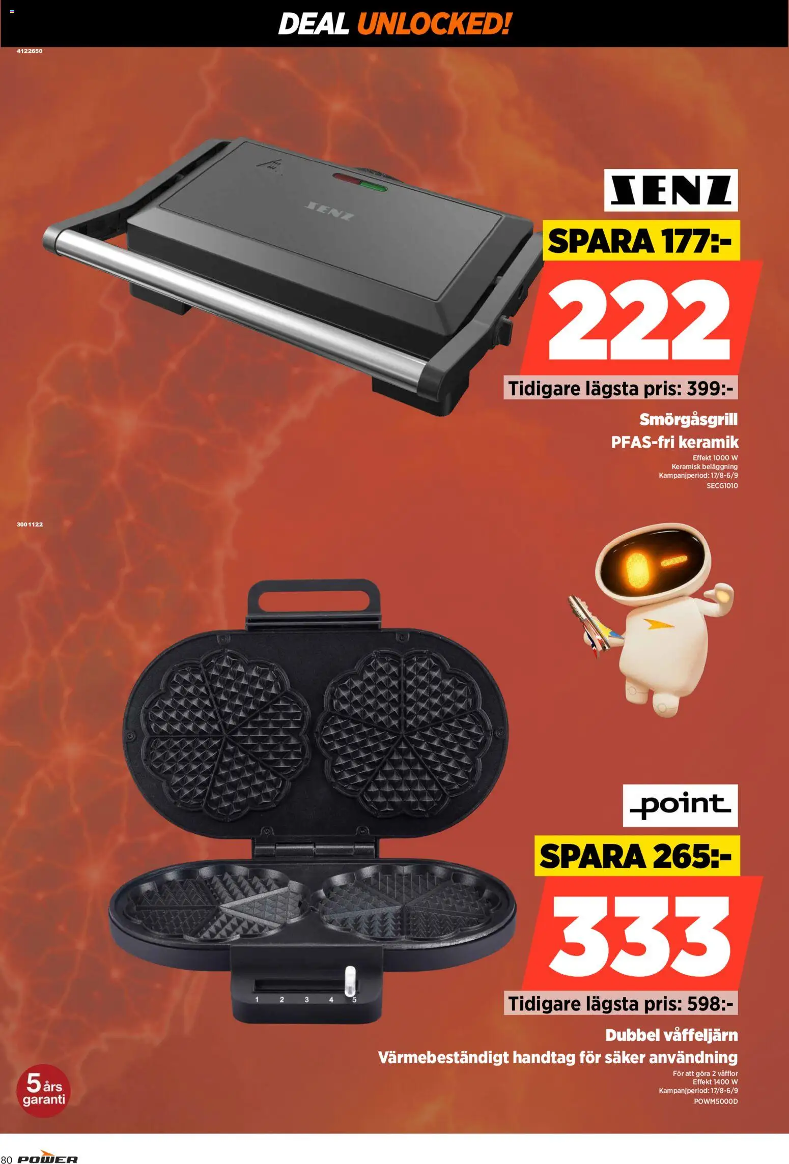 Power reklamblad aktuell från 31/08/2026 | Sida: 80 | Produkter: Smörgåsgrill, Våffeljärn, Våfflor