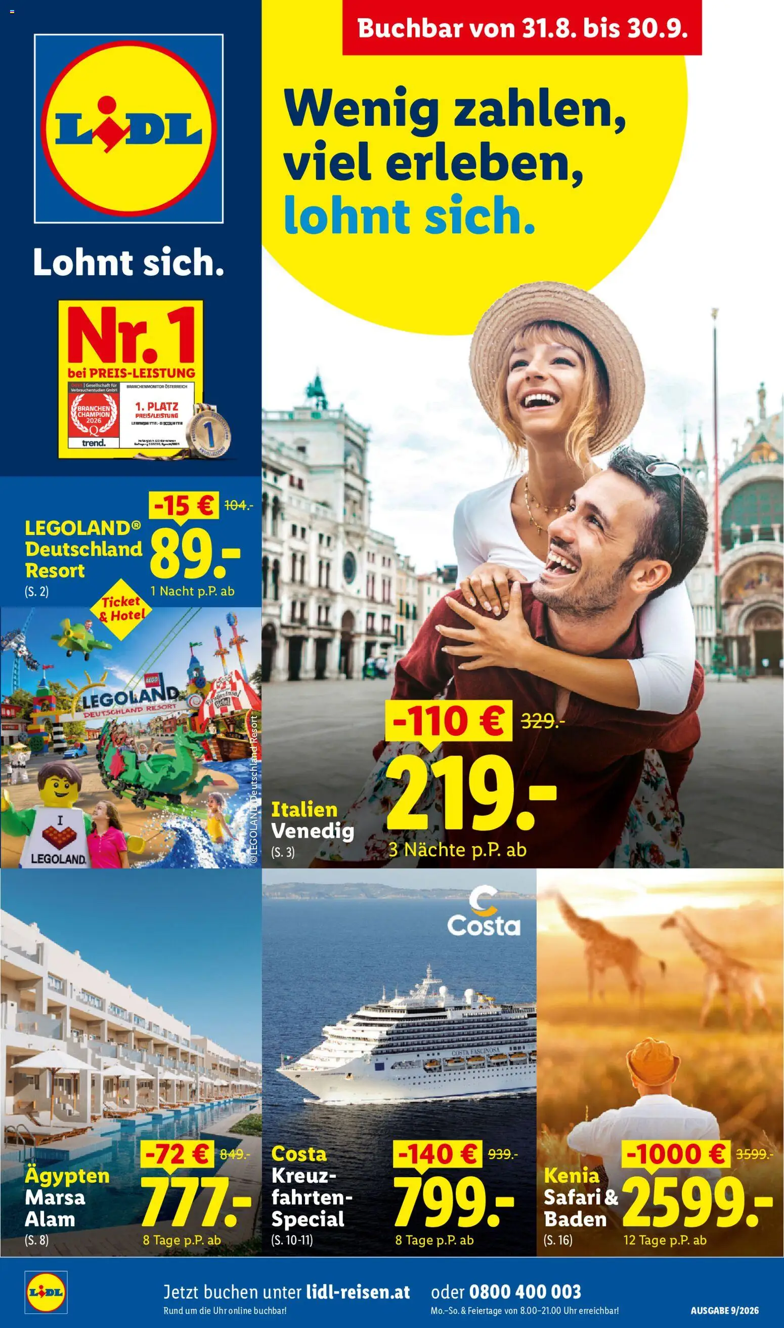 Lidl September Reise - Highlights gültig ab 31.08.2026 | Seite: 1 | Produkte: Uhr