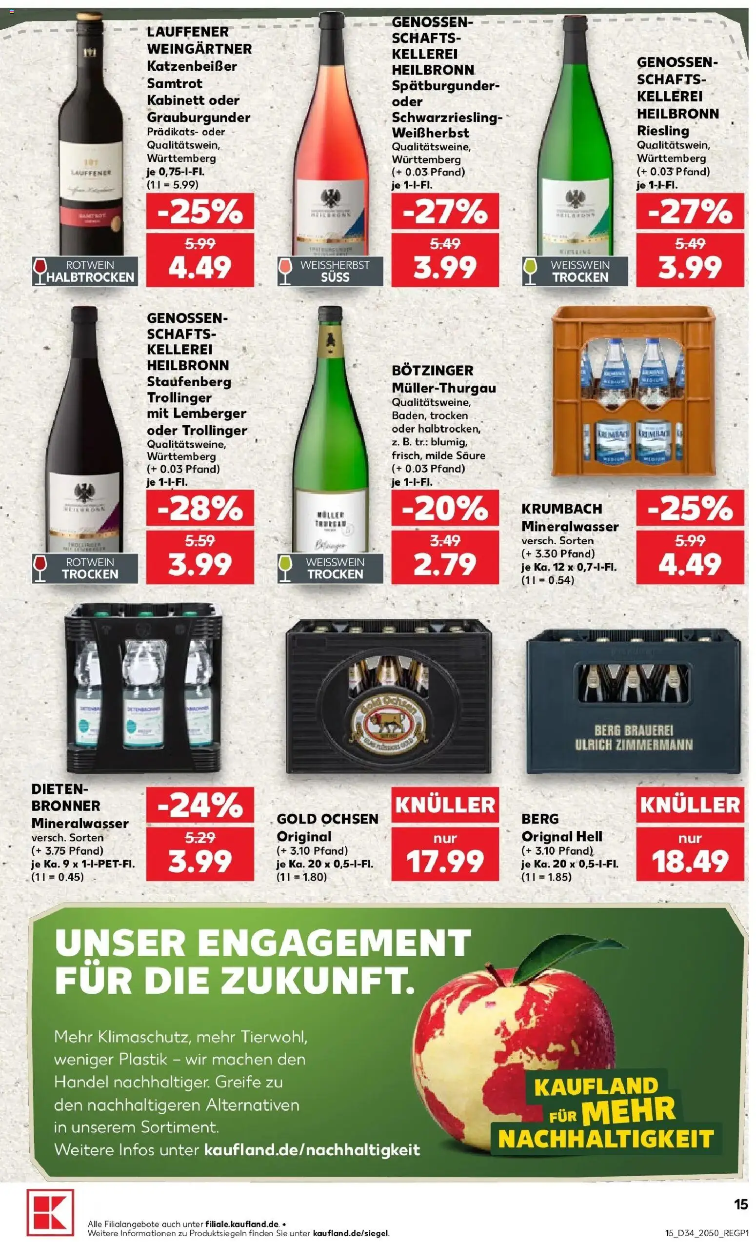 Prospekt Kaufland ab 20.08.2026 » Angebote Online zum Blättern | Seite: 15 | Produkte: Weißwein, Rotwein, Mineralwasser