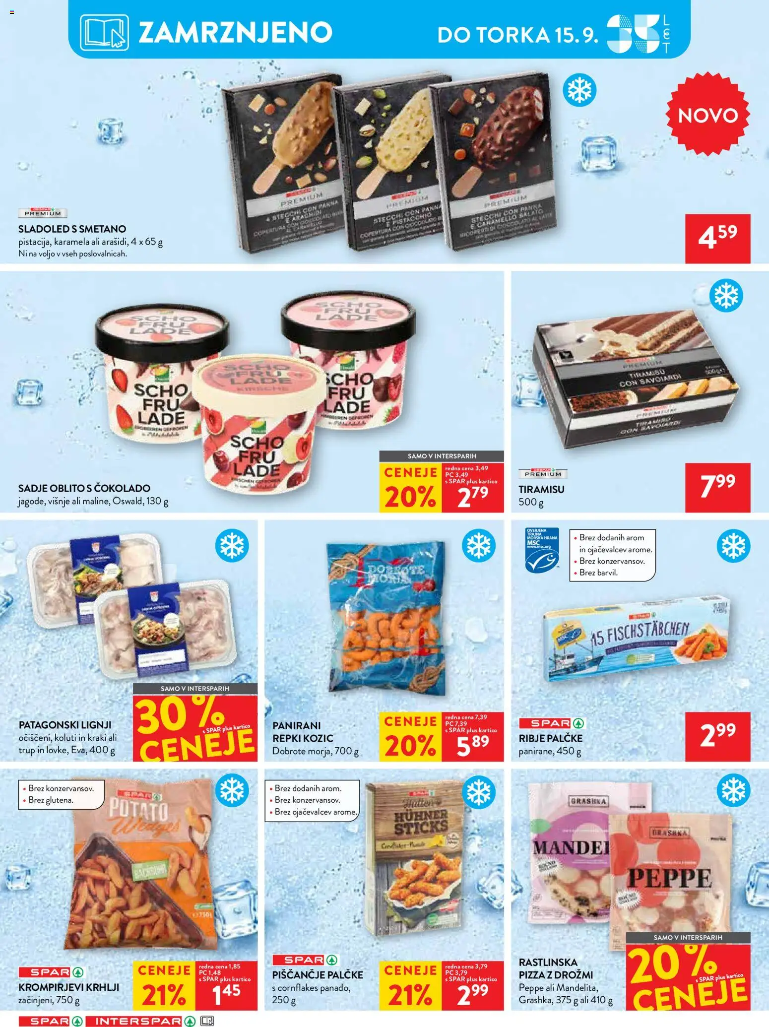 Novi Spar katalog ponudbe – veljaven od 09.09.2026 | Stran: 21 | Izdelki: Lignji, Sladoled, Sadje
