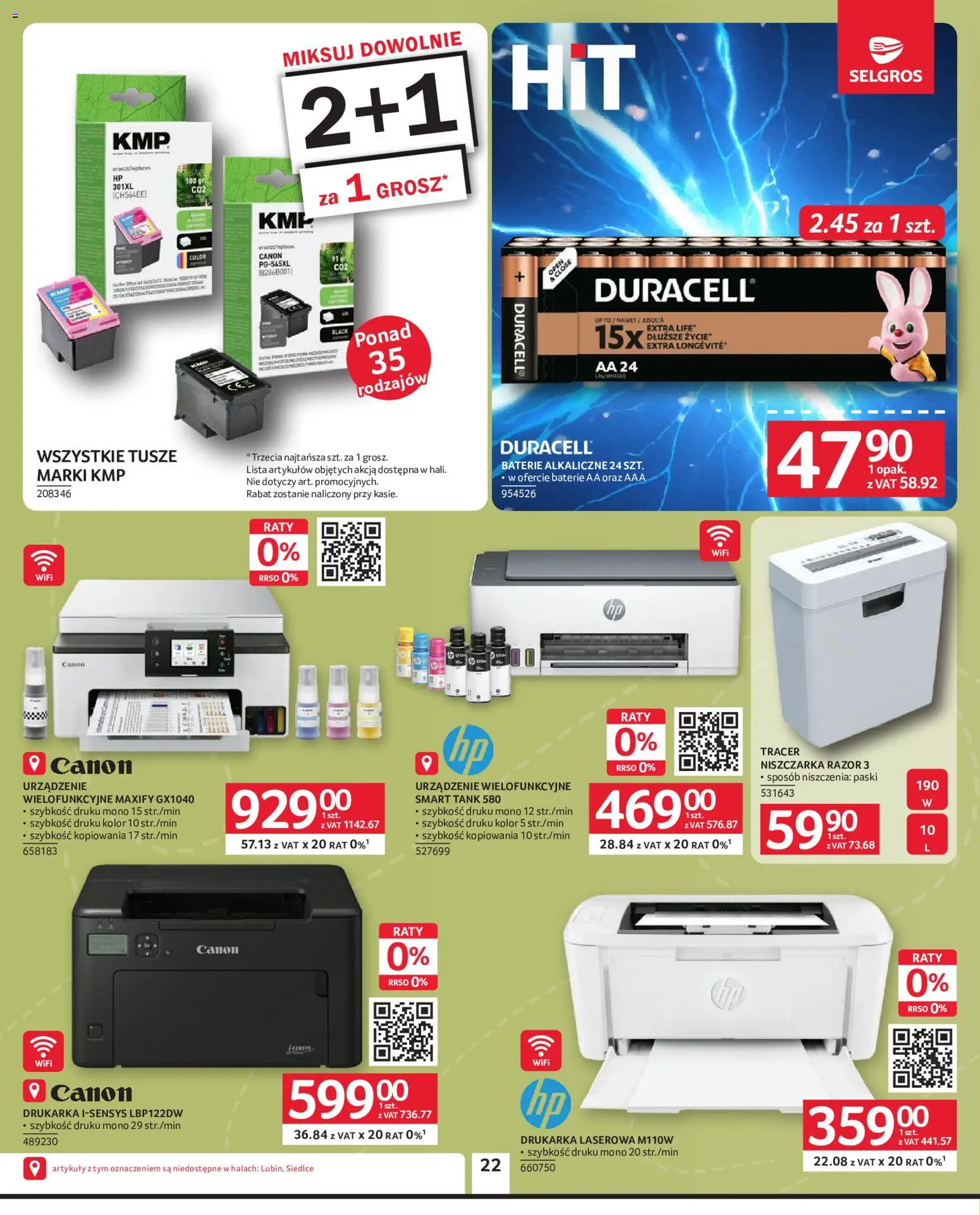 Selgros cash&carry gazetka - Oferta przemysłowa od 18.06.2026 | Strona: 24 | Produkty: Drukarka, Niszczarka, Baterie