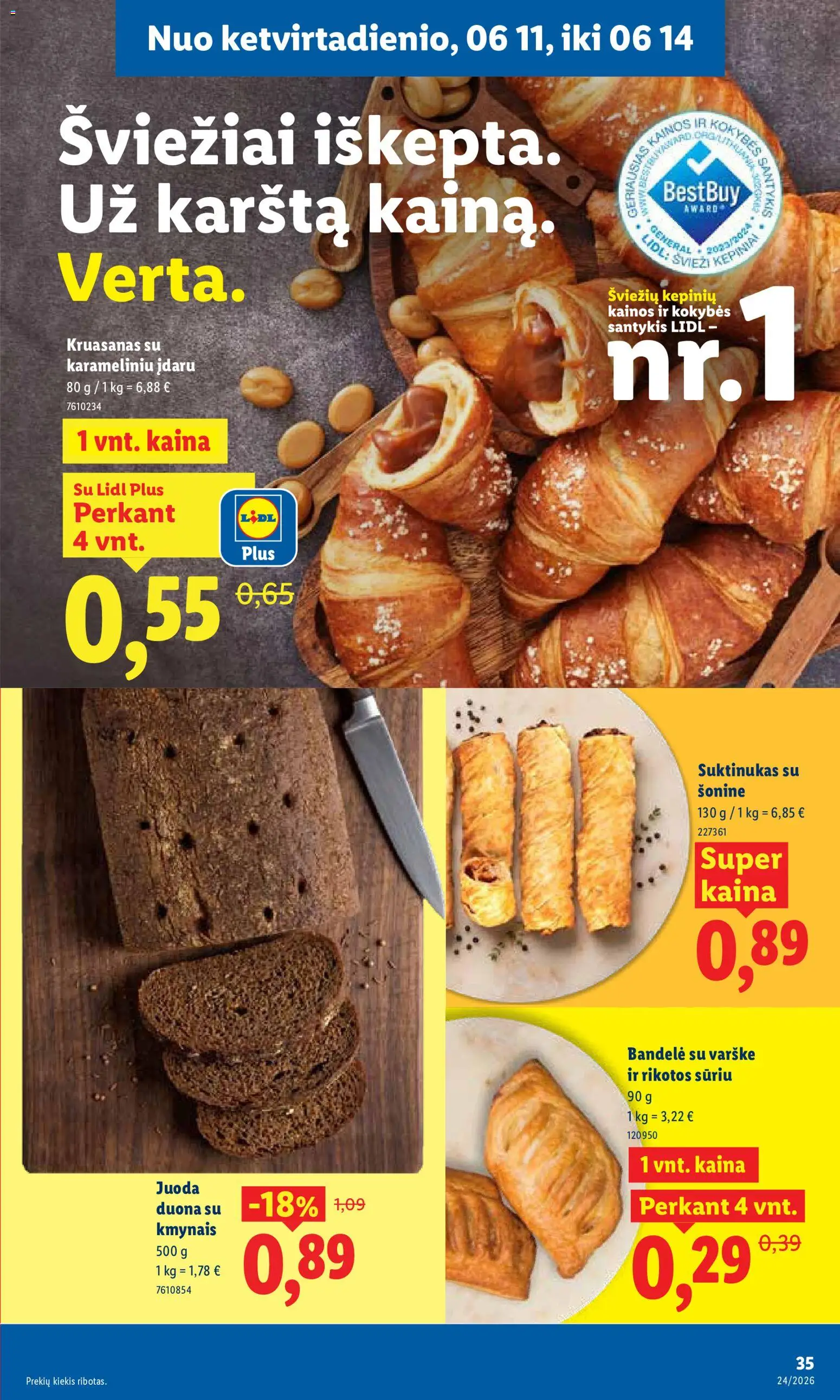 LIDL akcijos nuo 08.06.2026 | Puslapis: 33 | Prekių: Bandelė, Duona, Varškė
