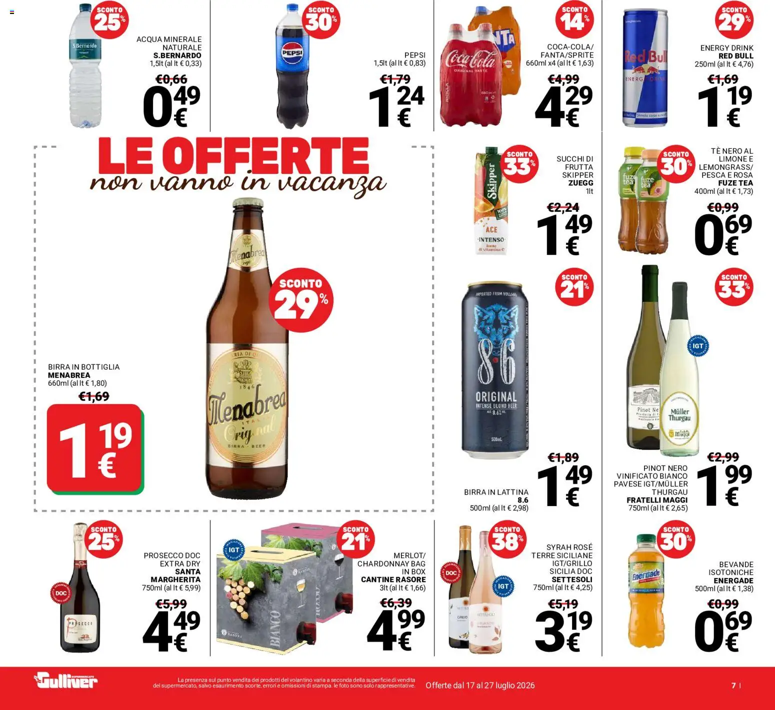 Volantino Gulliver del 17/07/2026 | Pagina: 7 | Prodotti: Tè, Acqua, Pepsi, Coca Cola