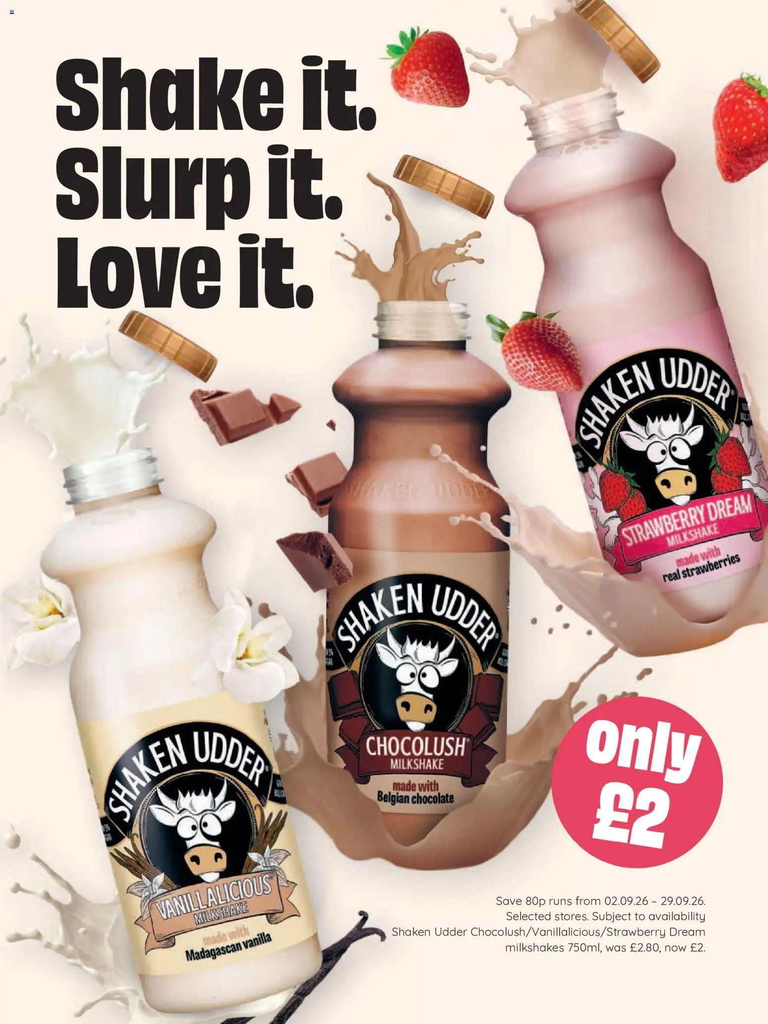 {H1} | Page: 12 | Products: Milkshake, Chocolate, Strawberry, Vanilla