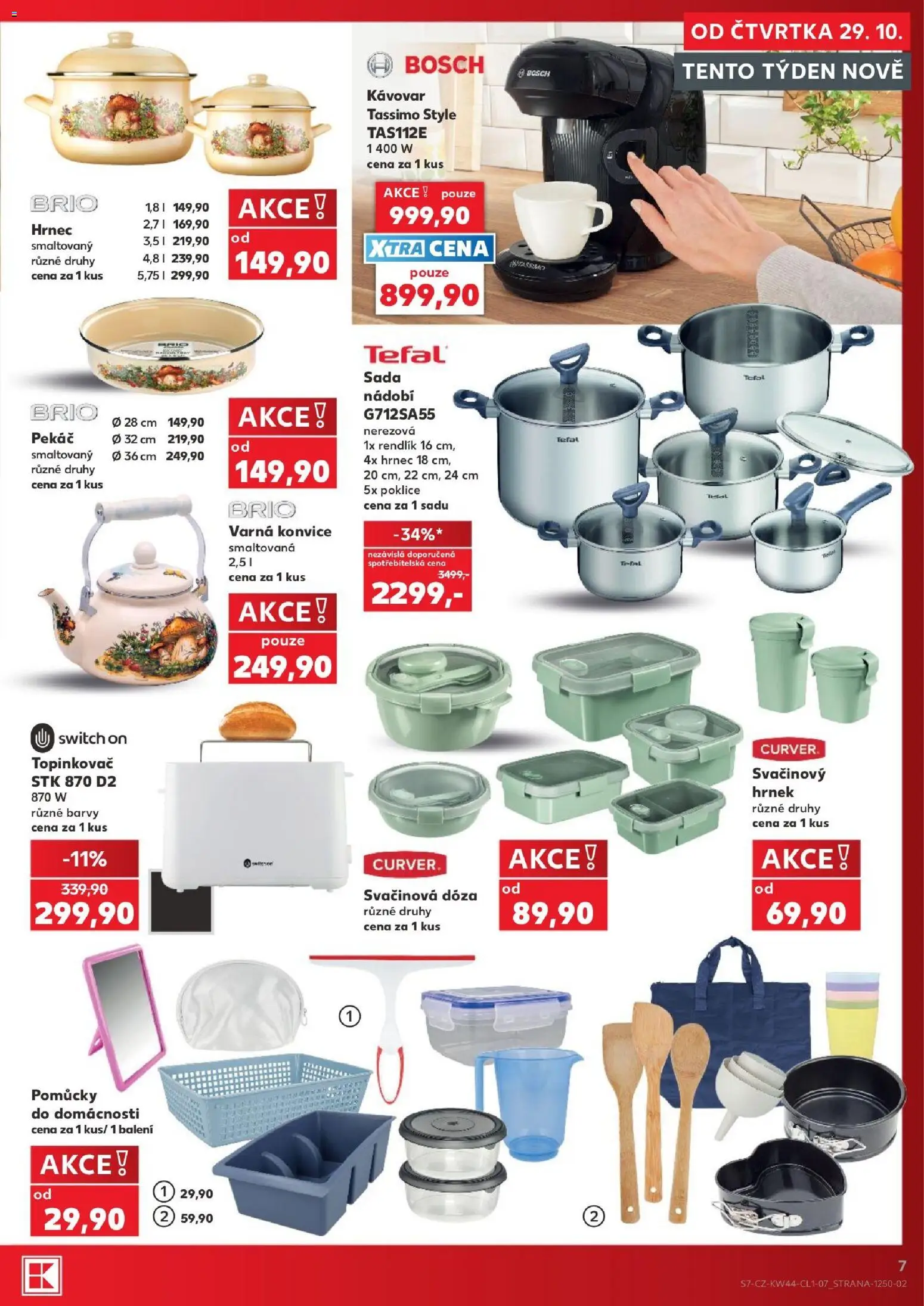 Kaufland leták - Plzeň od 29.10.2026 | Strana: 7 | Produkty: Tassimo, Pomůcky do domácnosti, Hrnec, Switch On