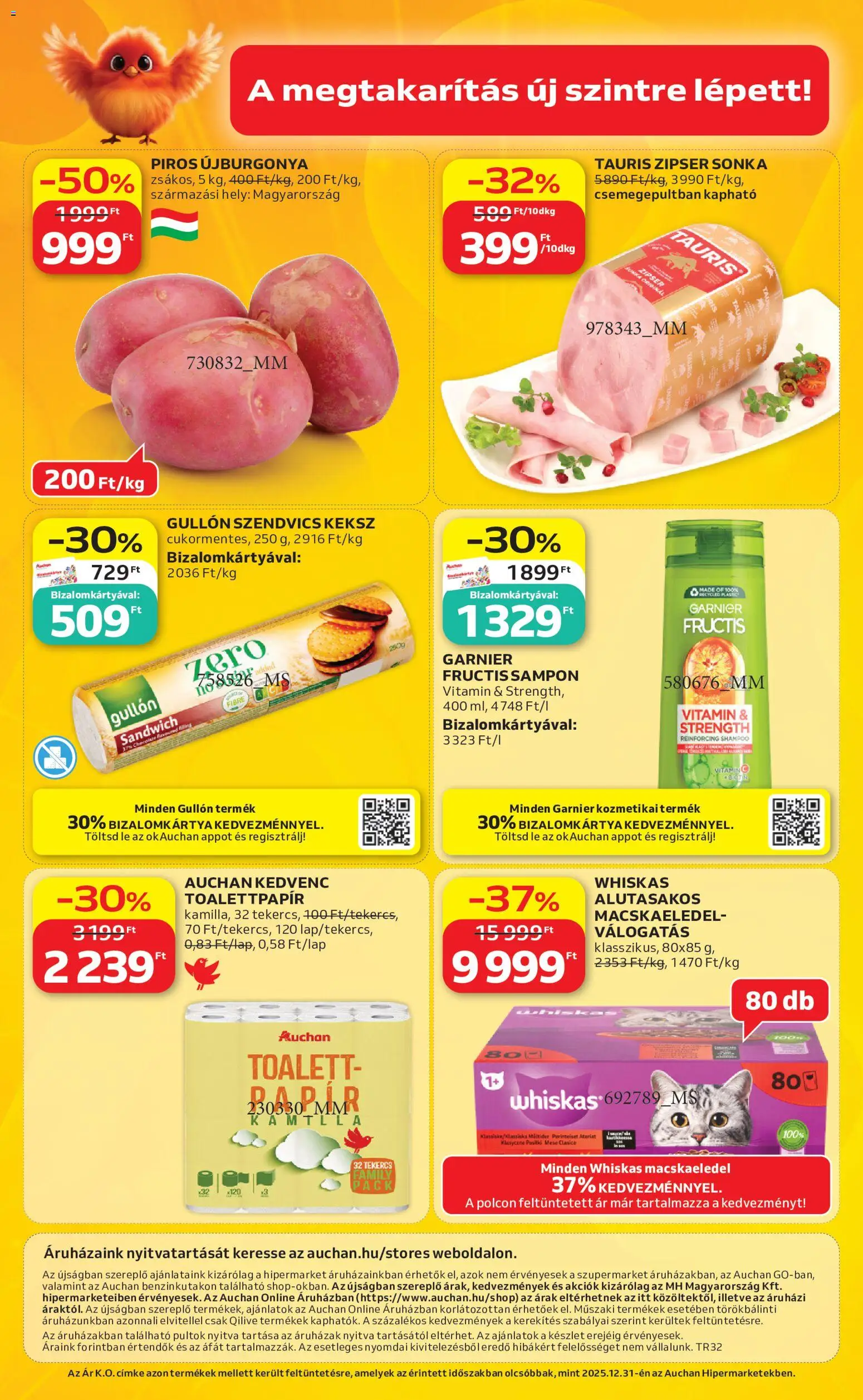Auchan akciós ujság - amely érvényes a következő dátumtól: 2026.08.06. | Oldal: 48 | Termékek: Szendvics, Whiskas, Sampon, Keksz