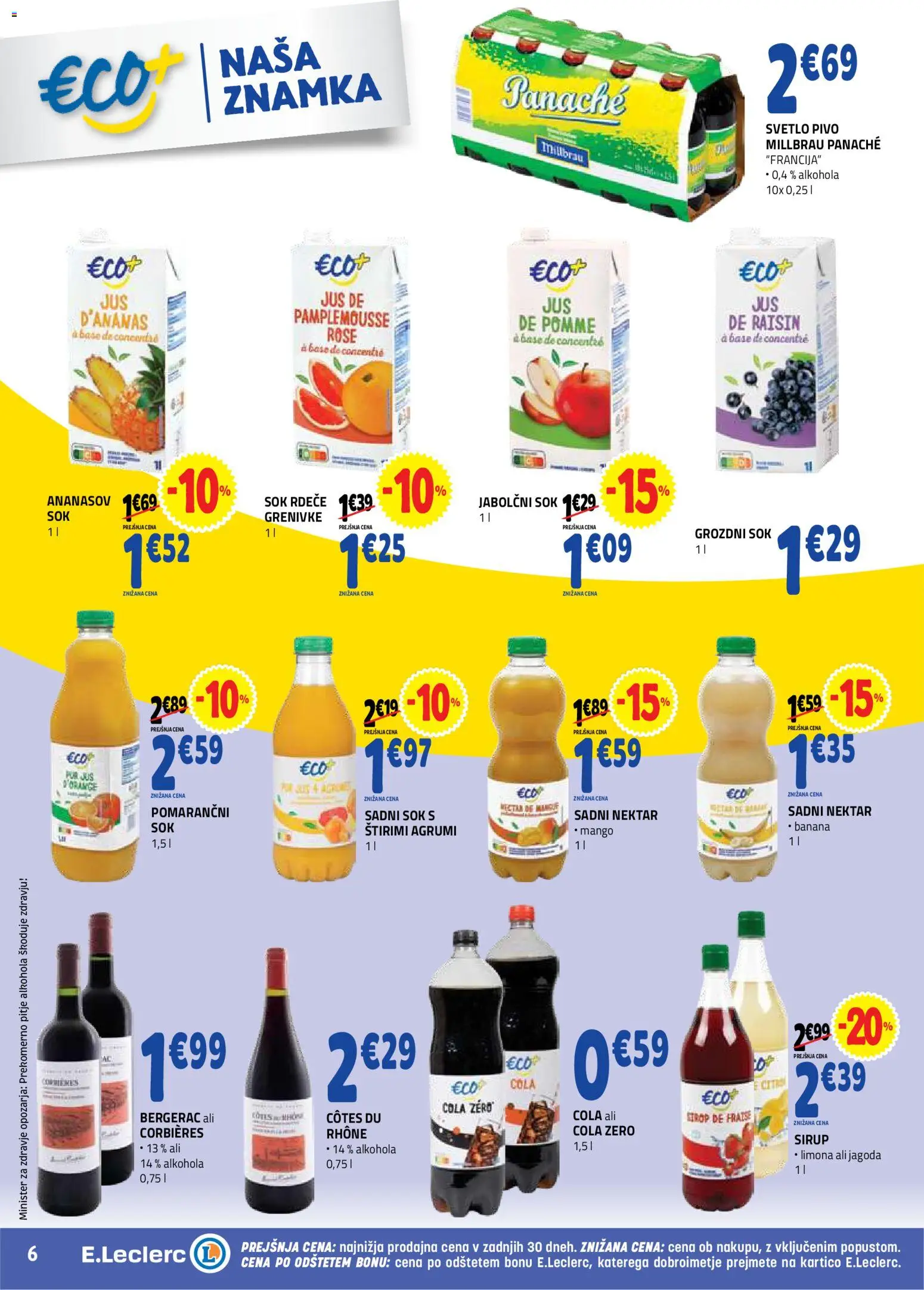 Novi E.leclerc katalog ponudbe – veljaven od 28.10.2026 | Stran: 6 | Izdelki: Sirup, Pivo, Limona, Mango
