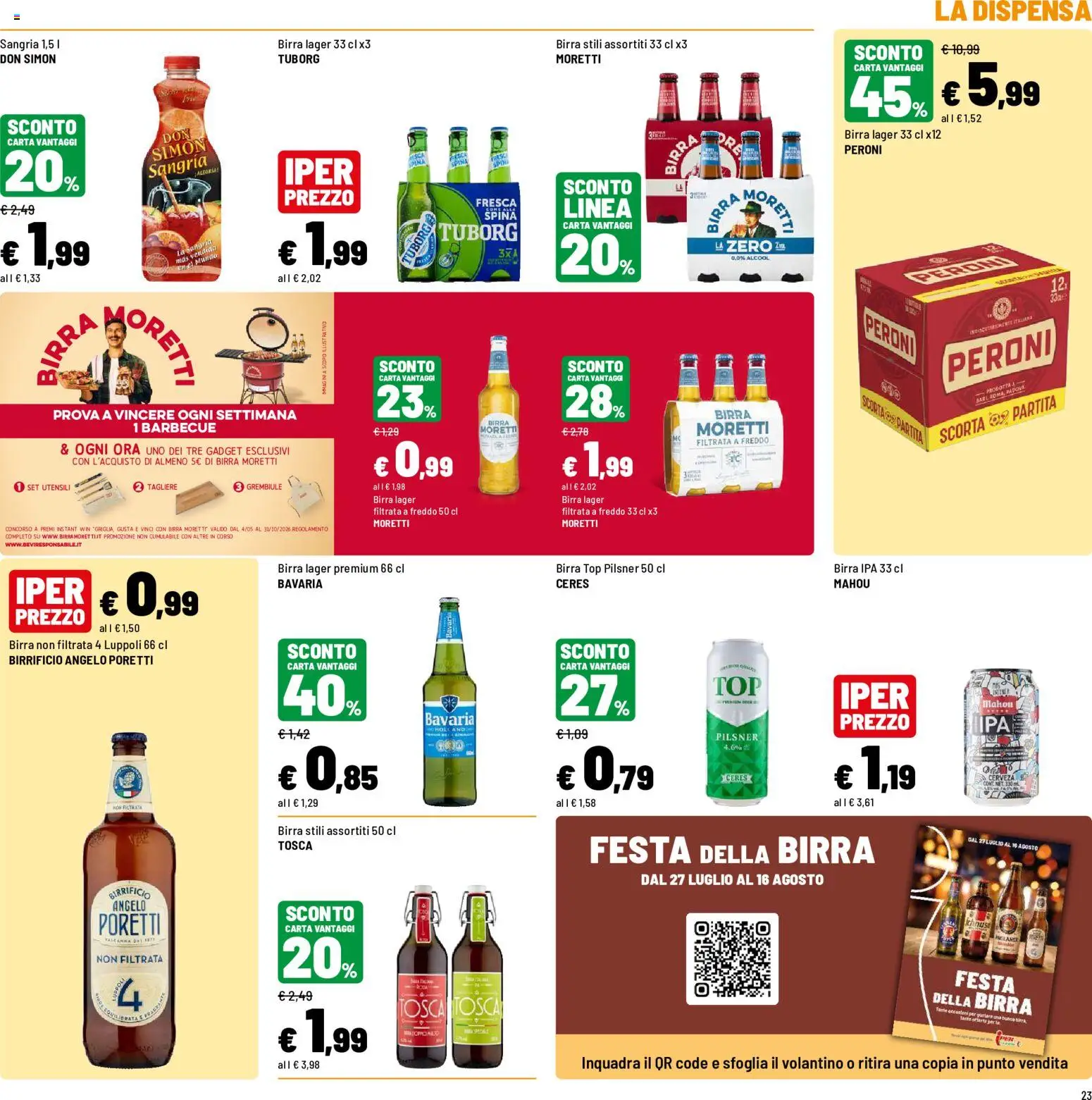 Volantino Iper del 30/07/2026 | Pagina: 23 | Prodotti: Birra, Top, Ceres, Grembiule
