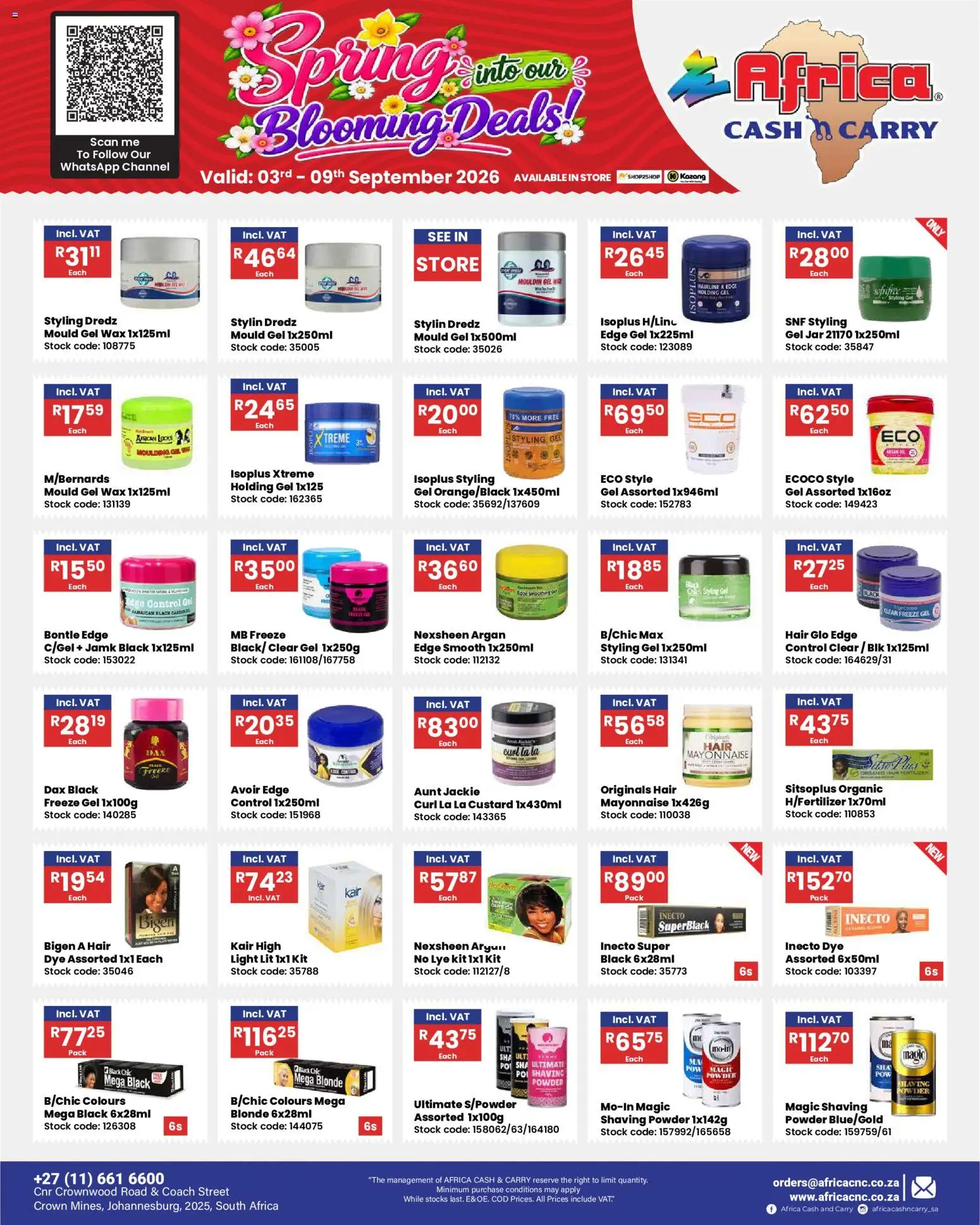 New Africa Cash & Carry catalogue – valid from 03/09/2026 | Page: 4 | Products: Wax, Light, Mayonnaise, Dye