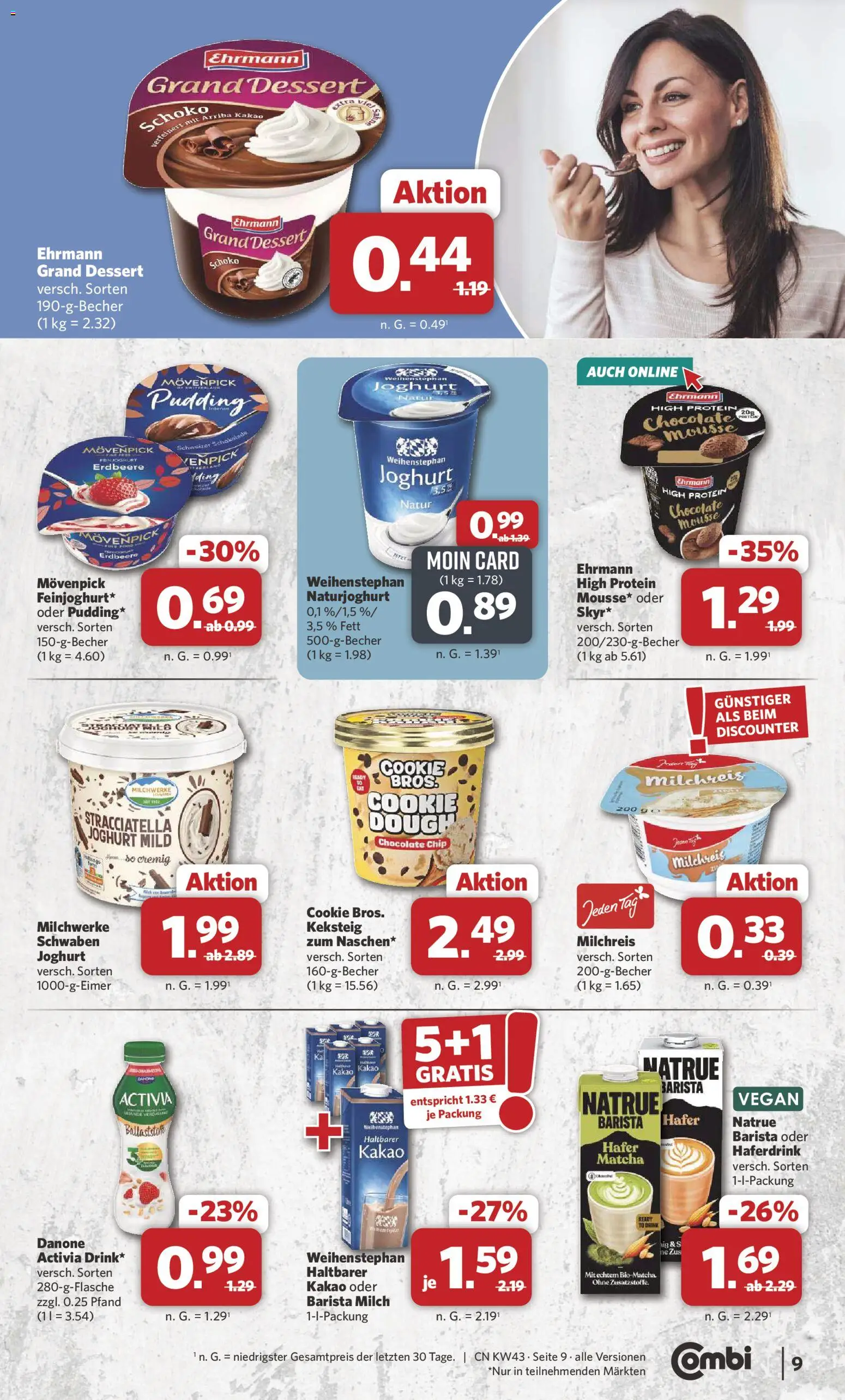 Combi Prospekt – gültig ab 19.10.2026 | Seite: 9 | Produkte: Joghurt, Ehrmann grand dessert, Pudding, Haferdrink