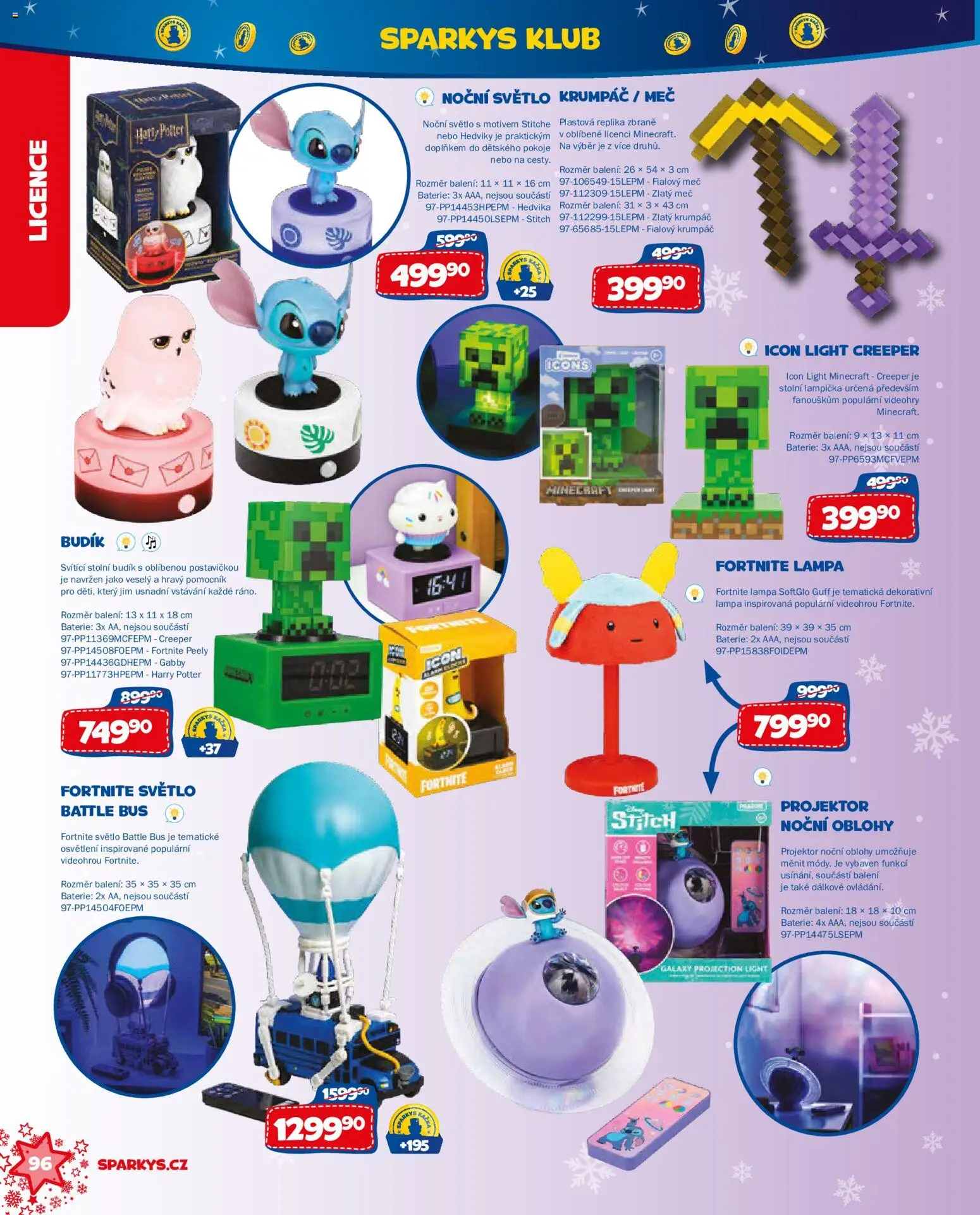 Sparkys katalog Vánoce 2026 od 01.10.2026 | Strana: 96 | Produkty: Osvětlení, Projektor noční oblohy, Baterie, Stitch