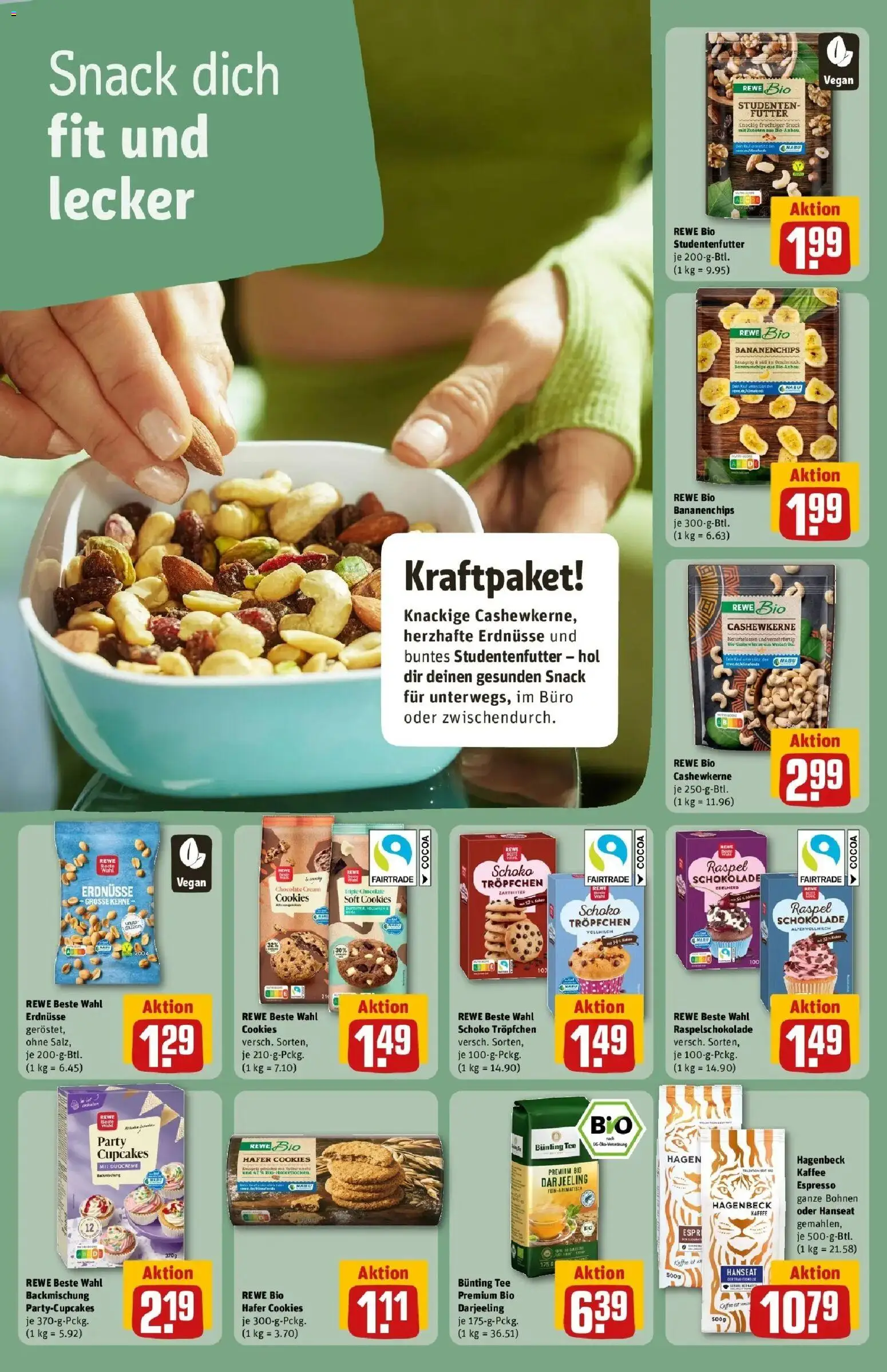 REWE Prospekt ab 31.08.2026 zum Blättern » Angebote | Seite: 14 | Produkte: Erdnüsse, Kaffee, Schokolade, Tee