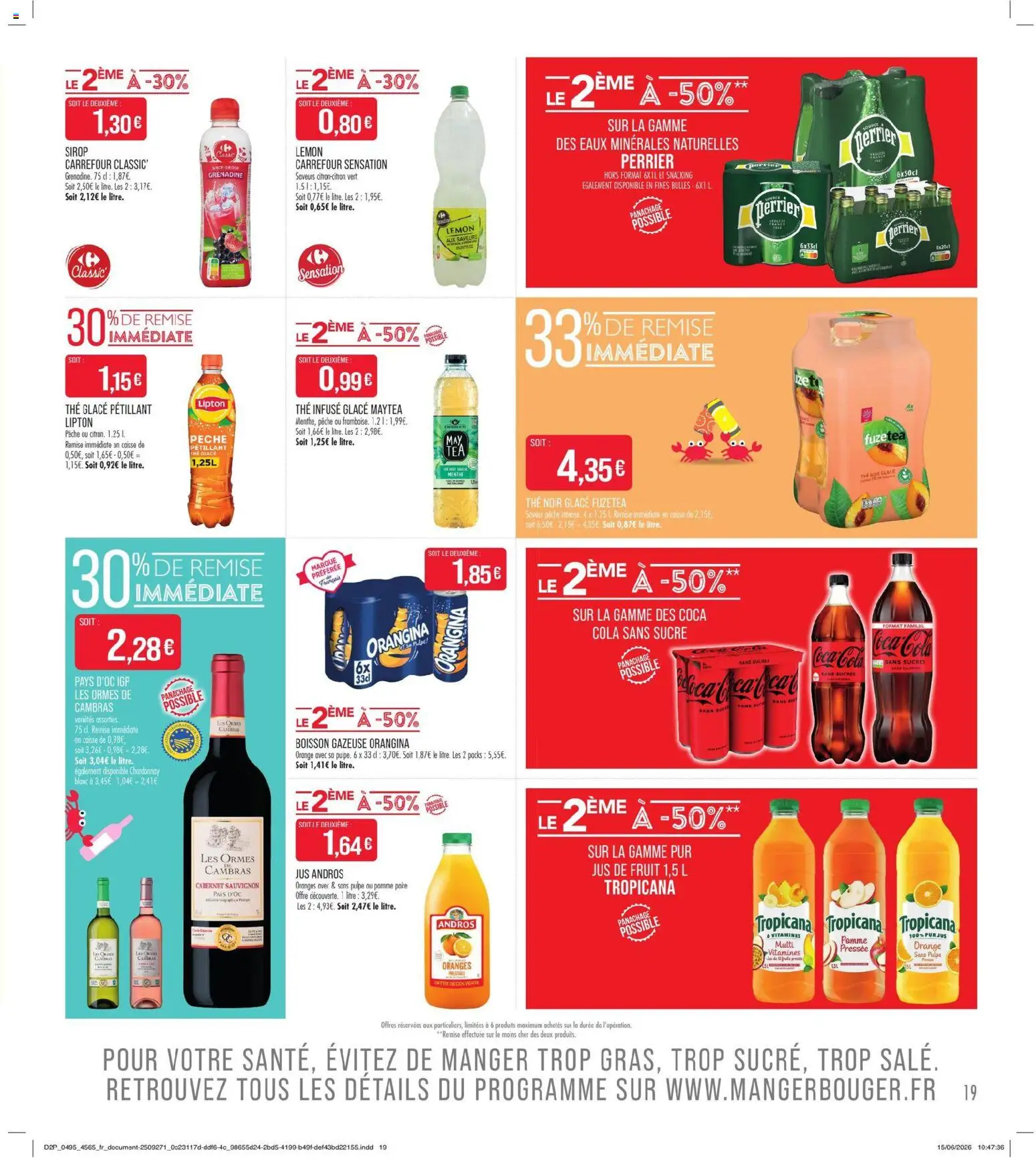 {H1} | Page: 19 | Produits: Orangina, Menthe, Thé glacé, Coca cola