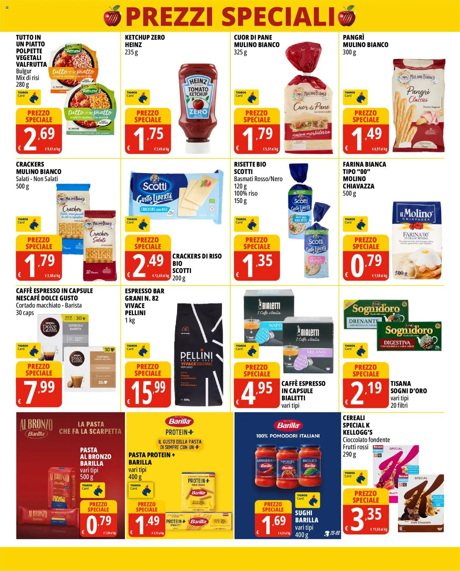 Volantino Tigros del 13/10/2026 | Pagina: 4 | Prodotti: Basilico, Piatto, Penne, Pellini